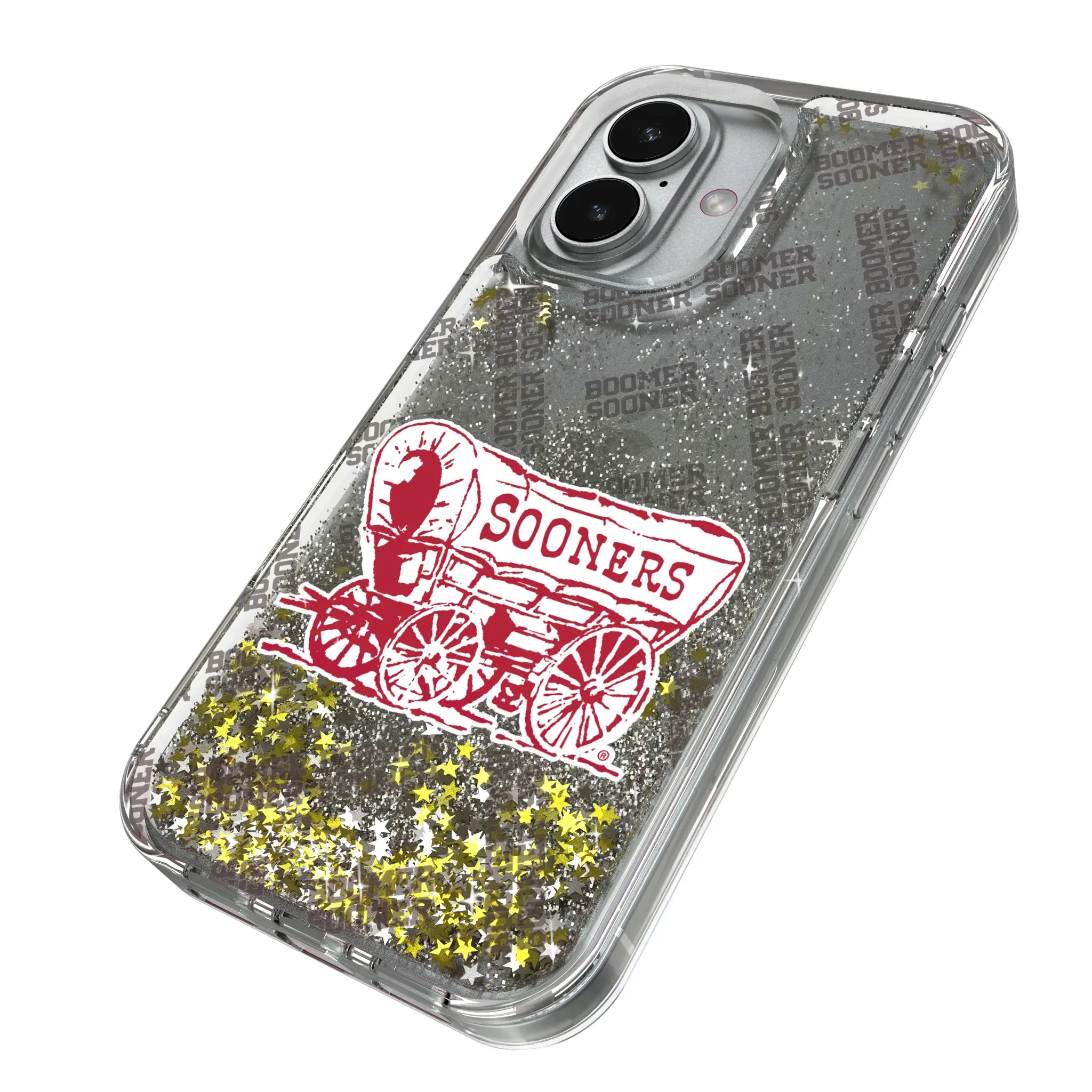 University of Oklahoma Sooners Quadtile iPhone Glitter Phone Case for Apple iPhone - Isometric View