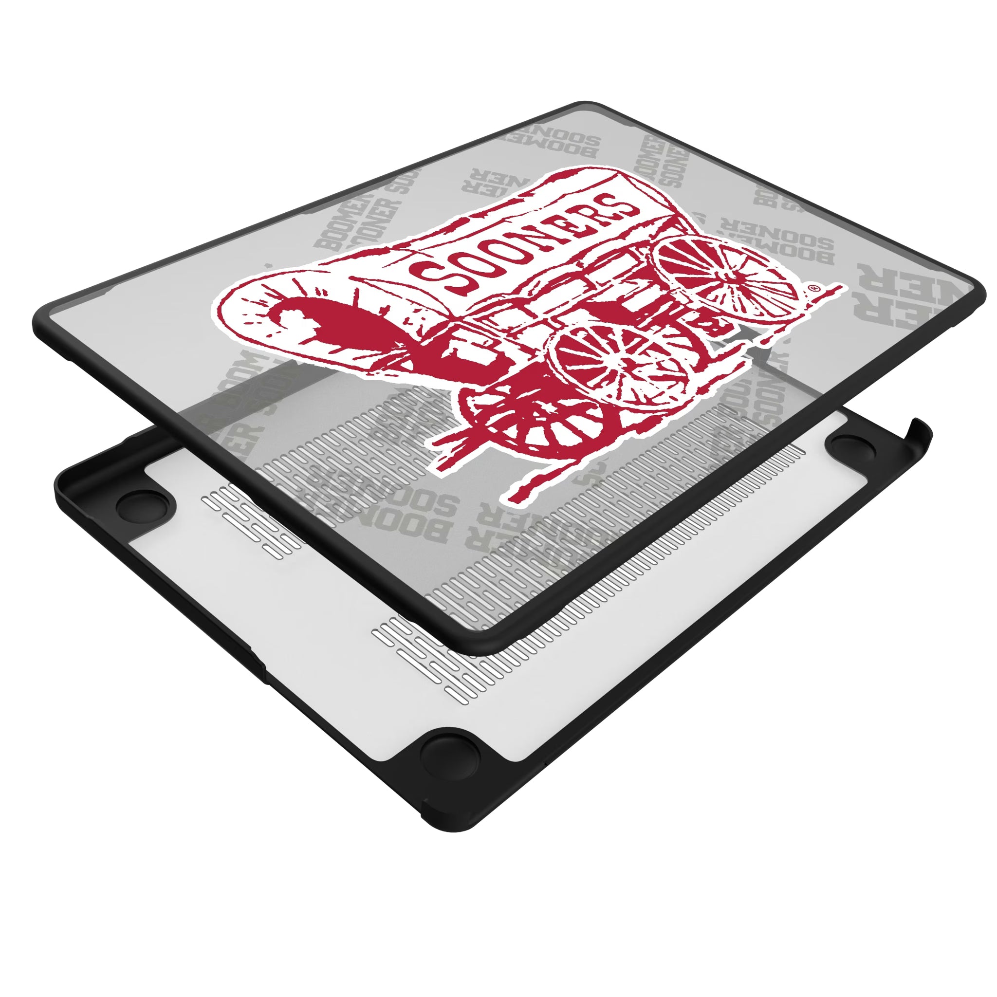 University of Oklahoma Sooners Quadtile MacBook Laptop Case for Apple MacBook - Isometric View#Device_MacBook Pro (14-inch, 2021) / MacBook Pro (14-inch, 2023) / MacBook Pro (14-inch, 2024)