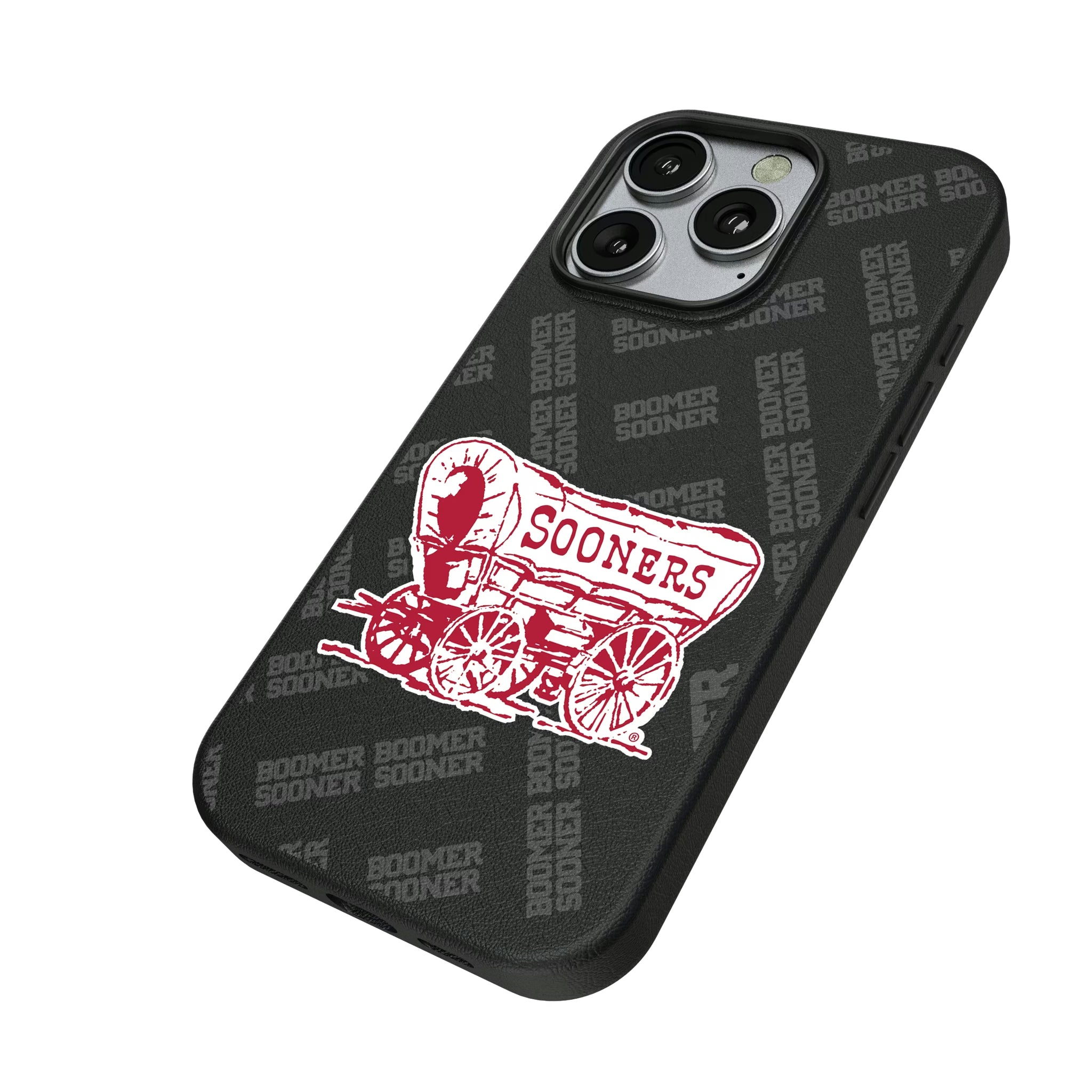 University of Oklahoma Sooners Quadtile iPhone MagSafe Compatible Phone Case for Apple iPhone - Isometric View