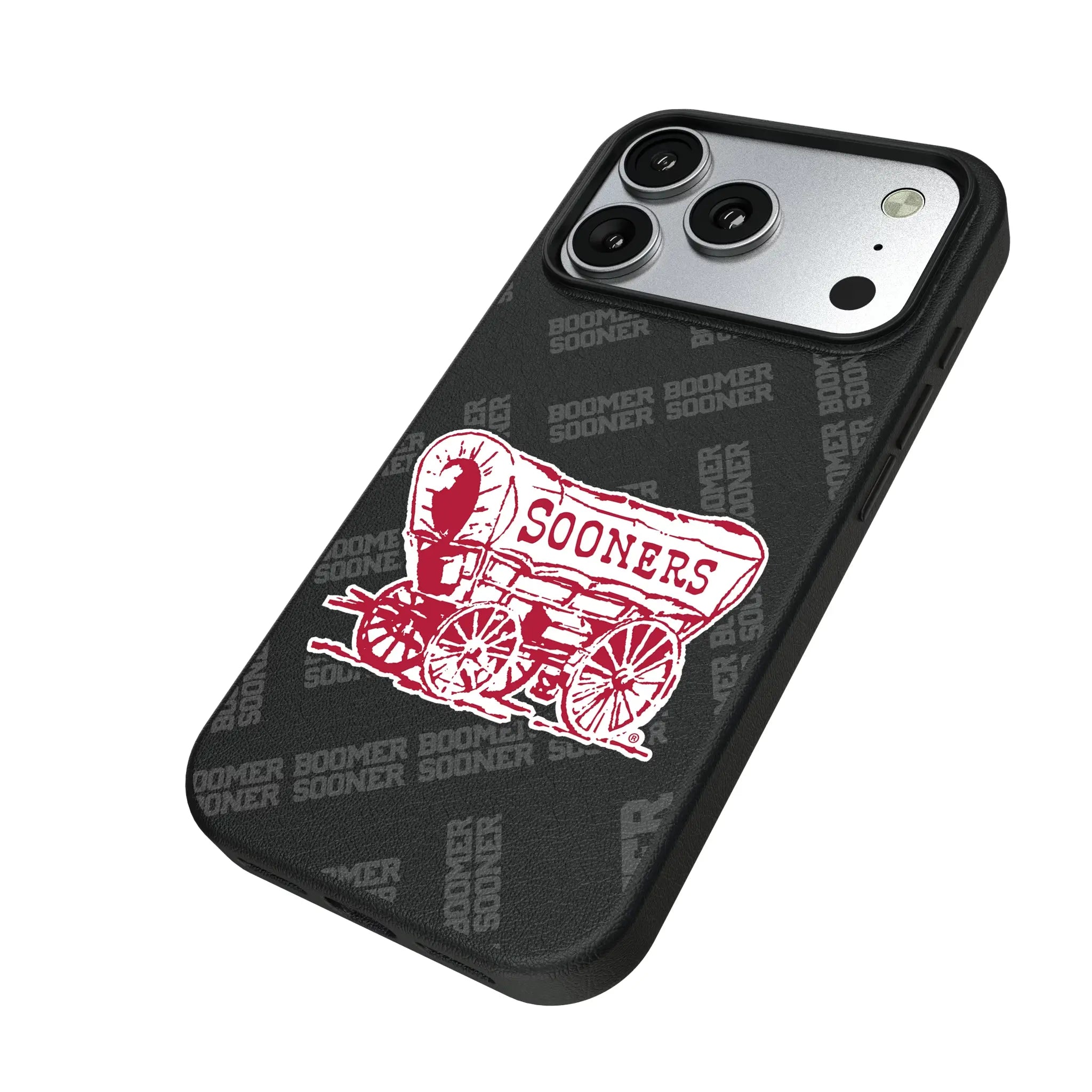 University of Oklahoma Sooners Quadtile iPhone MagSafe Compatible Phone Case for Apple iPhone - Isometric View#Device_iPhone 17 Pro