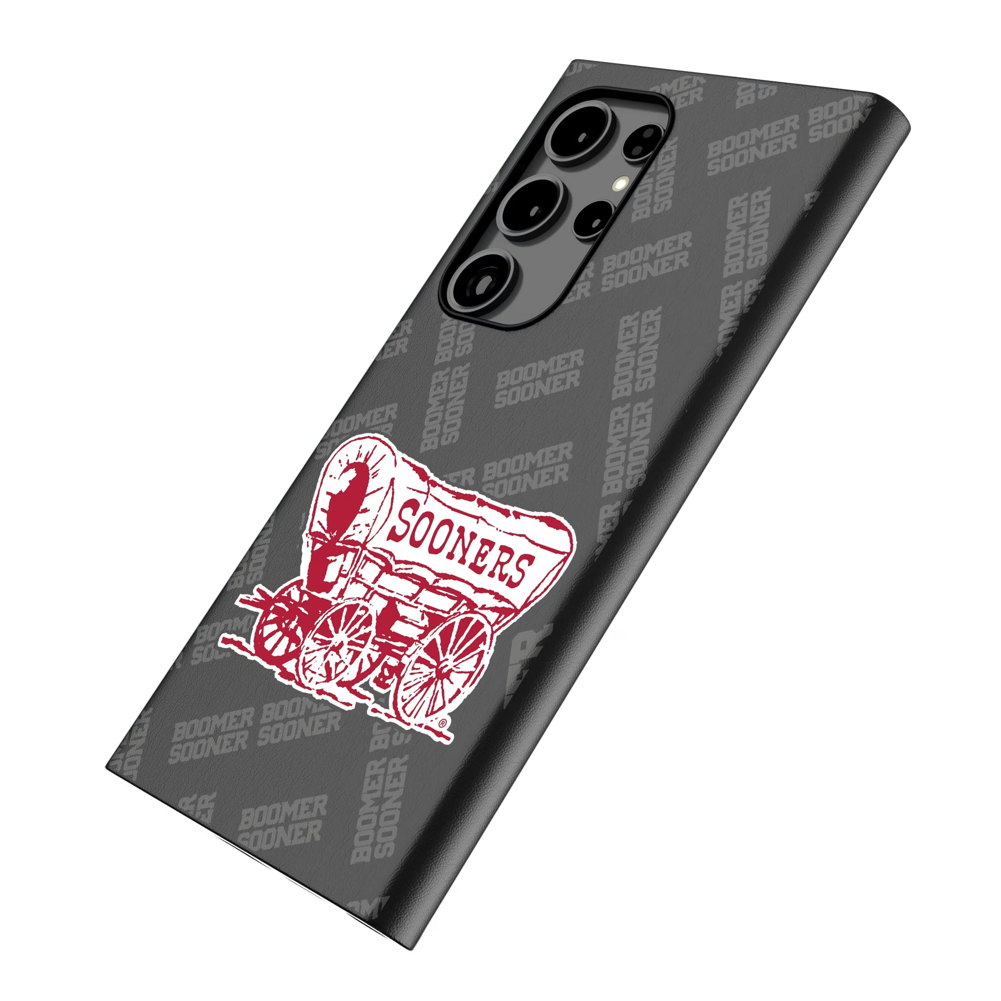 University of Oklahoma Sooners Quadtile Galaxy MagSafe Compatible Phone Case for Samsung Galaxy - Isometric View