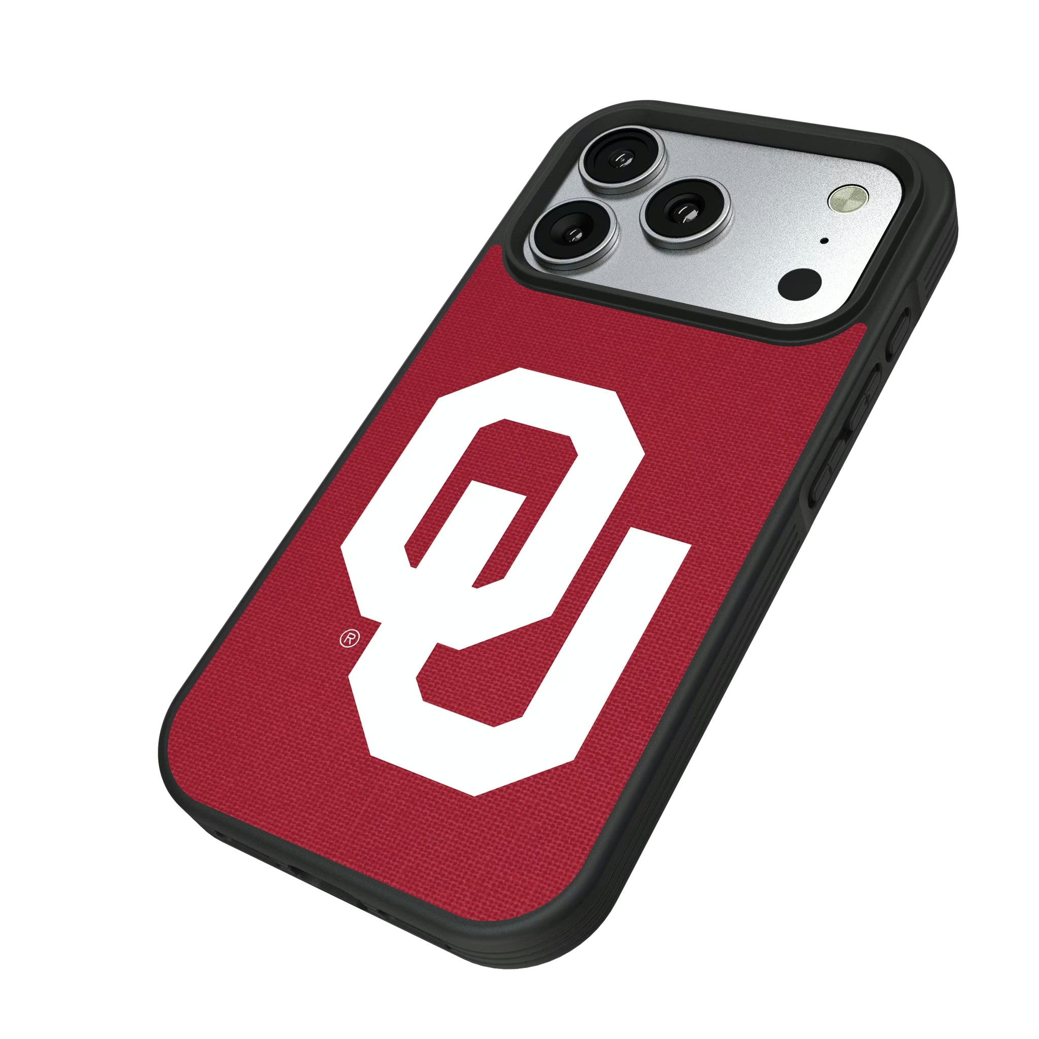 University of Oklahoma Sooners Solid iPhone Bump Phone Case for Apple iPhone - Isometric View#Device_iPhone 17 Pro