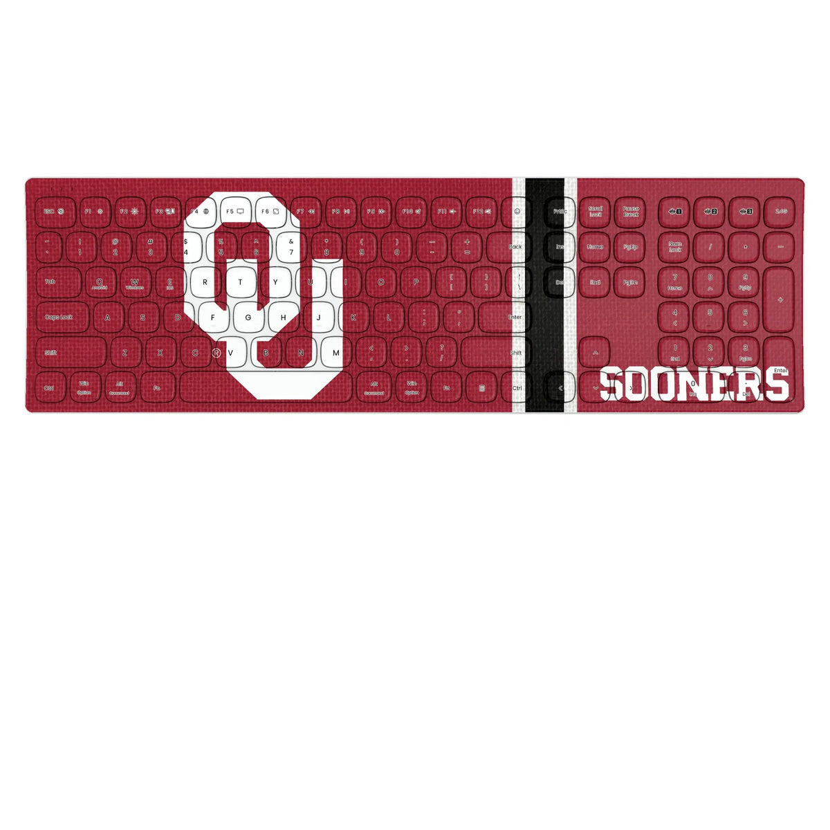 University of Oklahoma Sooners Stripe KKB605 Curved Wireless Keyboard
