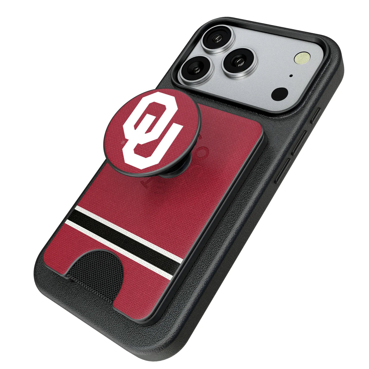 University of Oklahoma Sooners Stripe Popsockets Wallet Magnetic - Isometric View