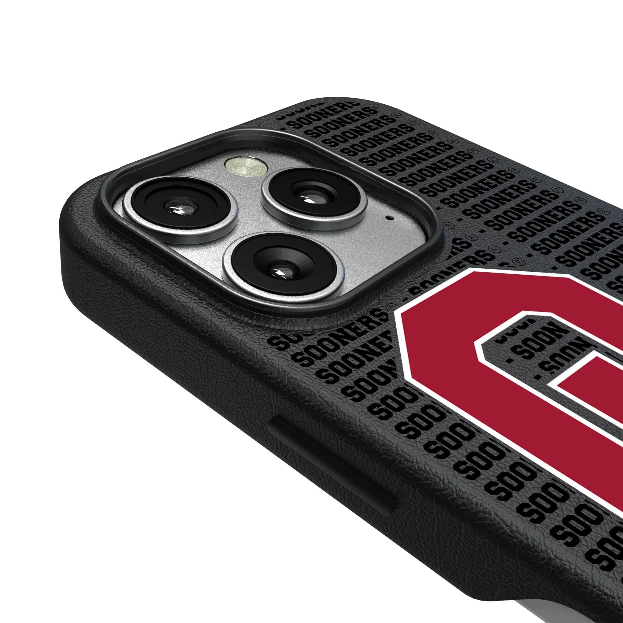University of Oklahoma Sooners Text Backdrop iPhone MagSafe Compatible Phone Case for Apple iPhone - Detail