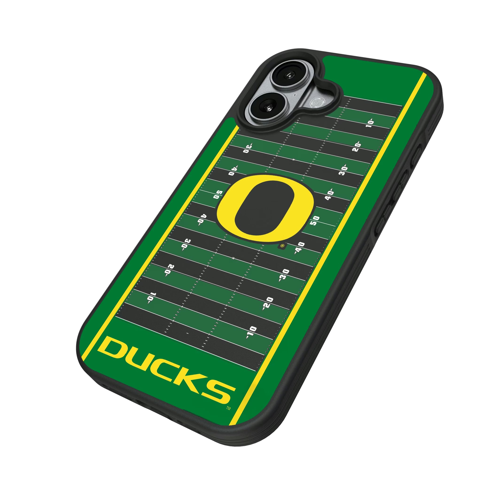 University of Oregon Ducks Field iPhone Bump Phone Case for Apple iPhone - Isometric View#Device_iPhone 17