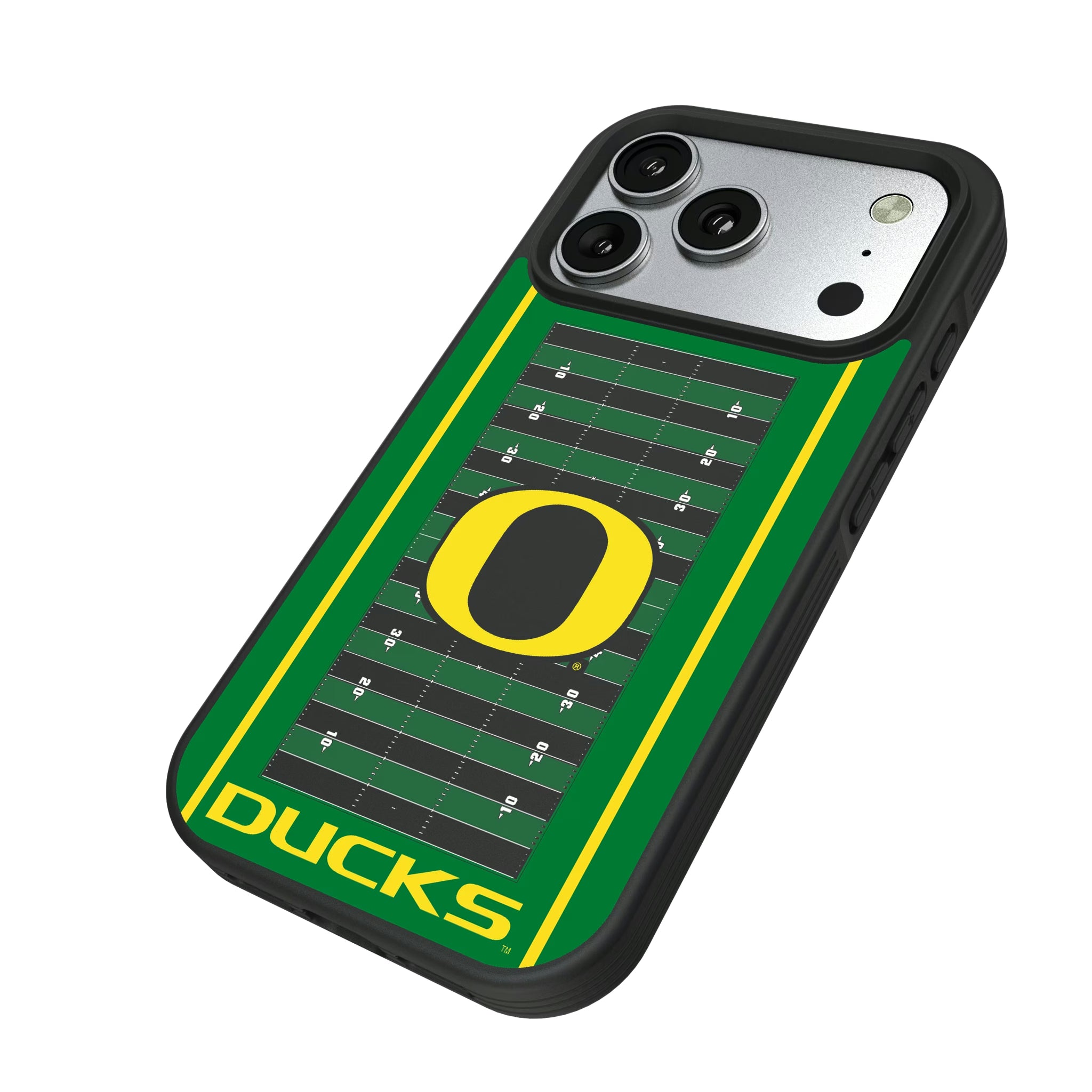 University of Oregon Ducks Field iPhone Bump Phone Case for Apple iPhone - Isometric View#Device_iPhone 17 Pro