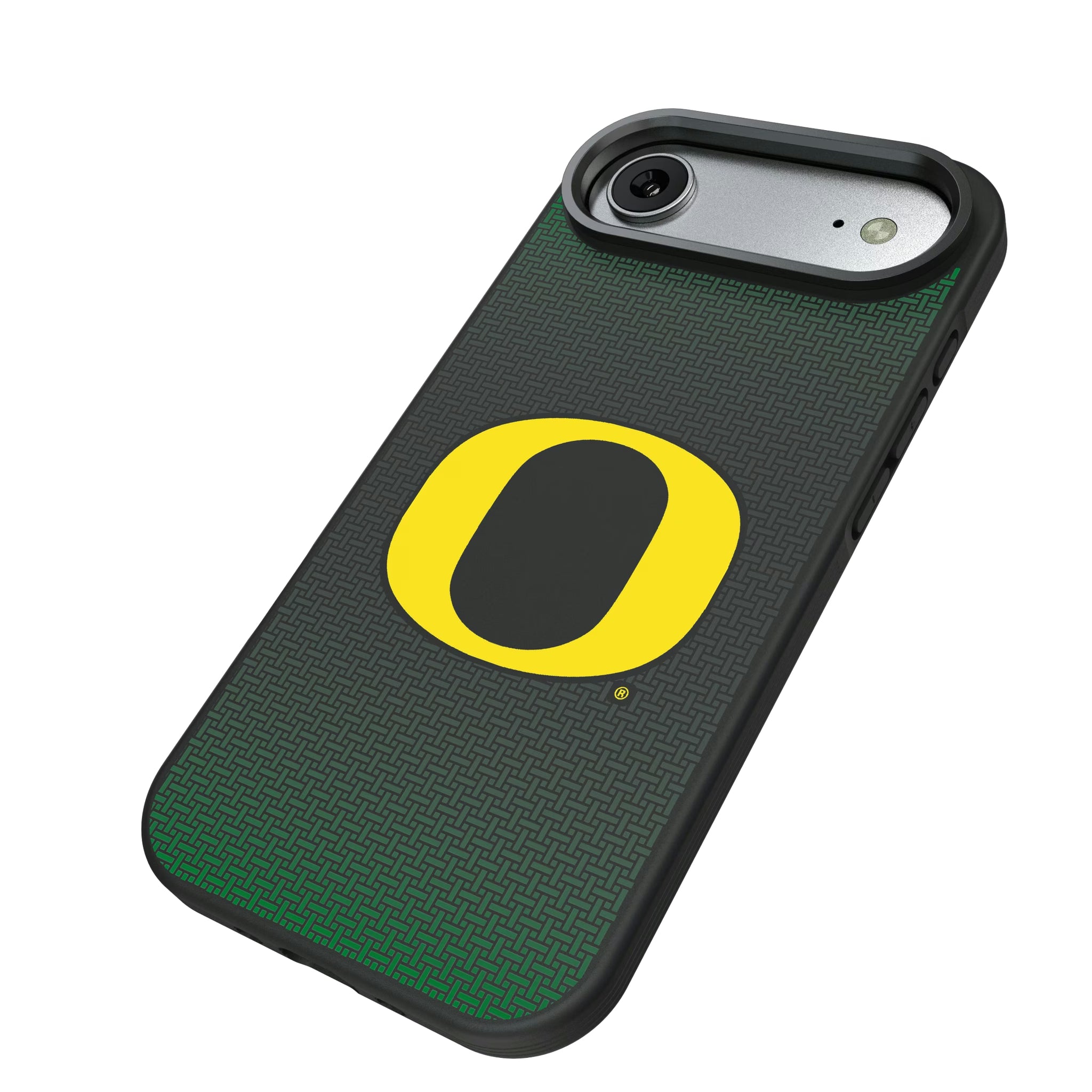 University of Oregon Ducks Linen iPhone Bump Phone Case for Apple iPhone - Isometric View#Device_iPhone Air