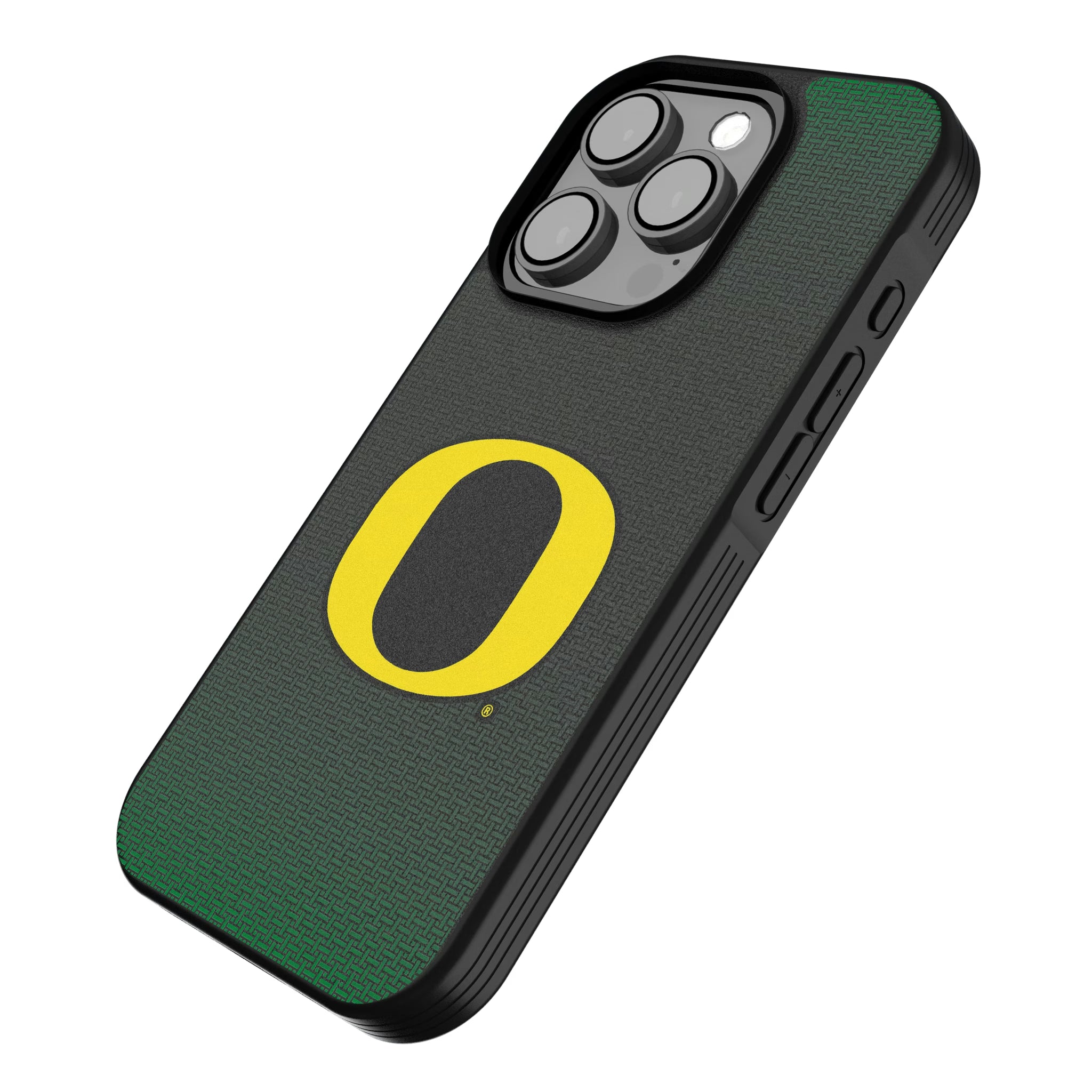 University of Oregon Ducks Linen iPhone Bump Phone Case for Apple iPhone - Isometric View