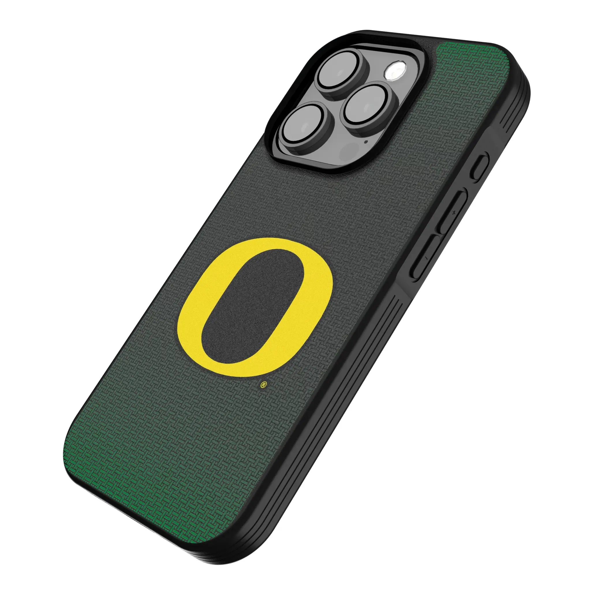 University of Oregon Ducks Linen iPhone Bump Phone Case for Apple iPhone - Isometric View