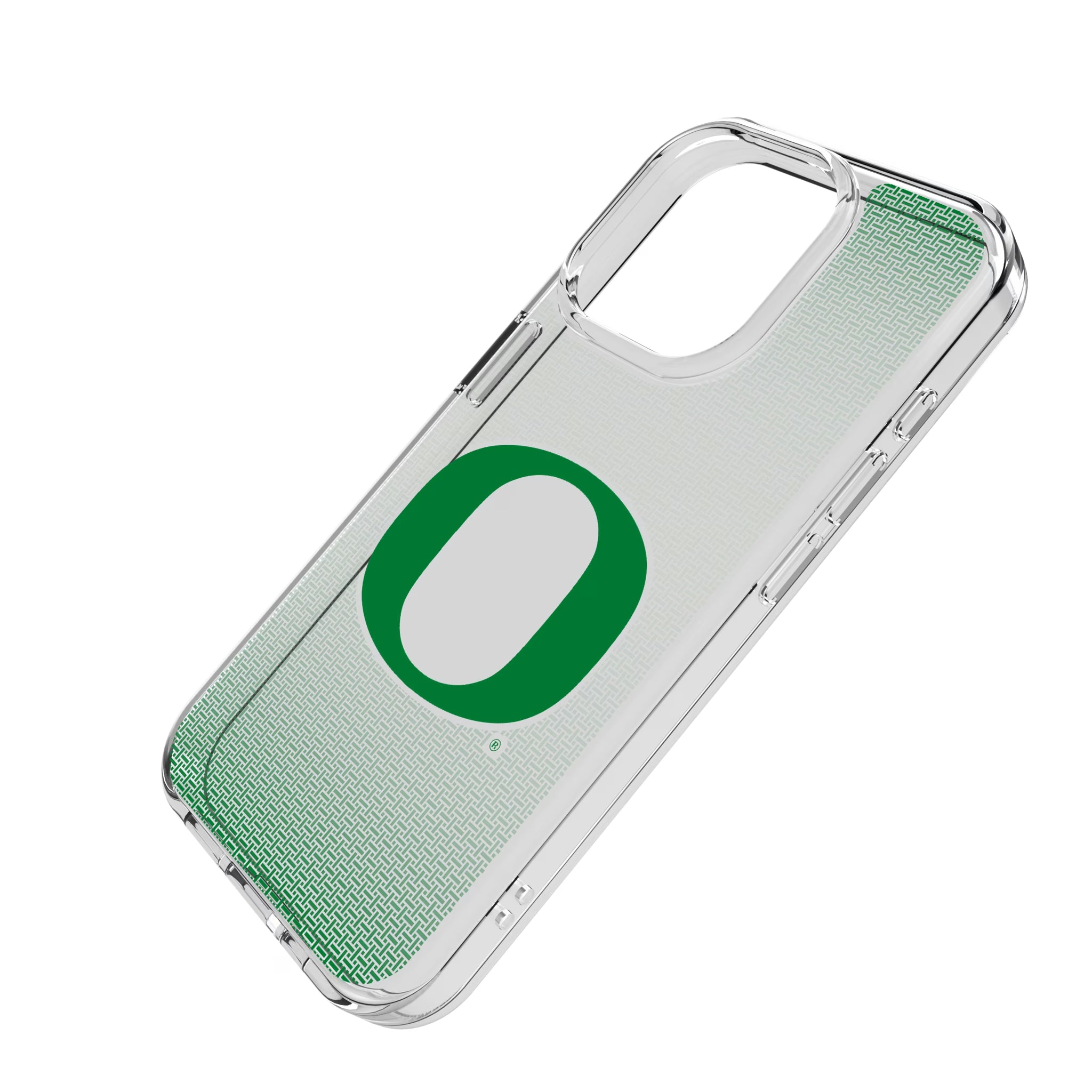 University of Oregon Ducks Linen iPhone Clear Phone Case for Apple iPhone - Isometric View