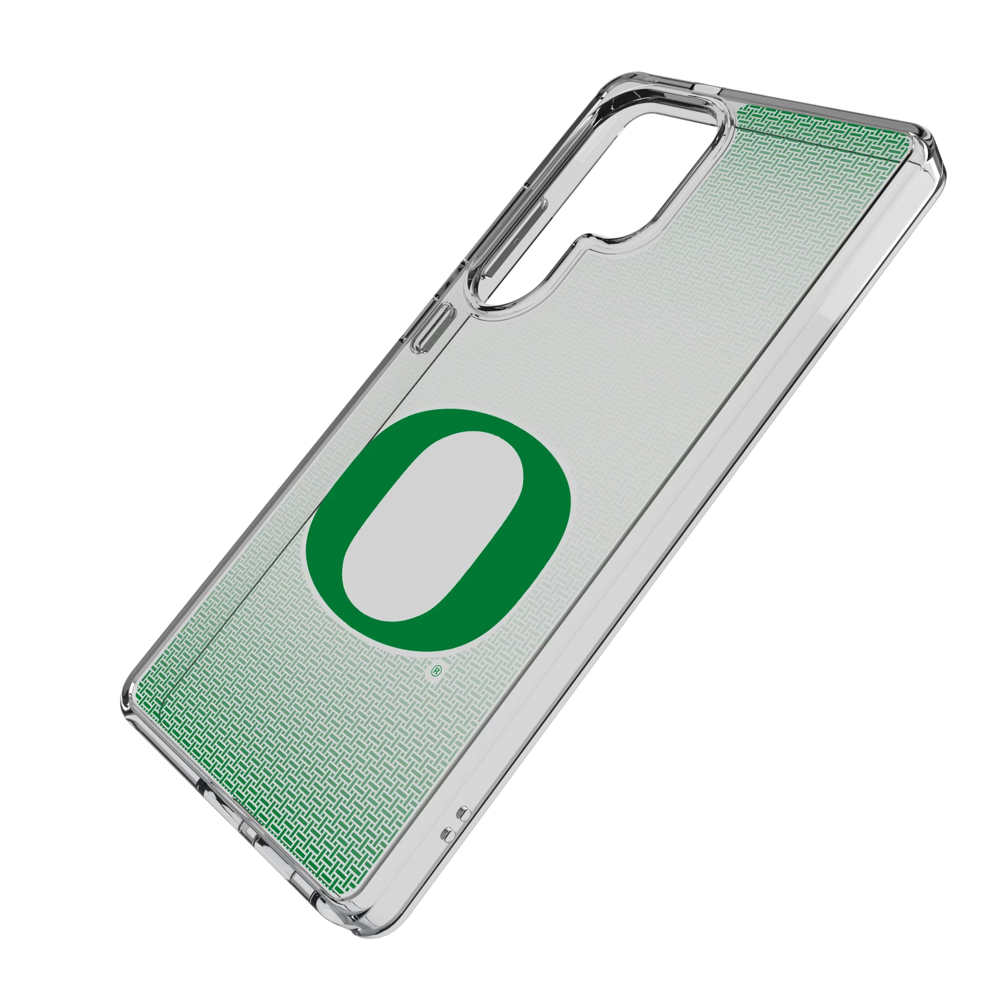University of Oregon Ducks Linen Galaxy Clear Phone Case for Samsung Galaxy - Isometric View