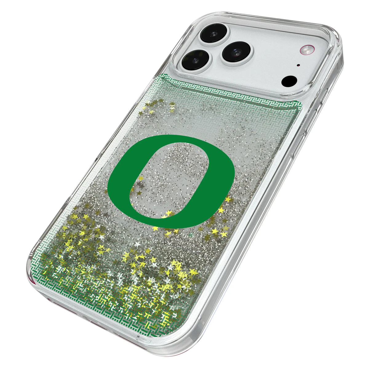 University of Oregon Ducks Linen iPhone Glitter Phone Case for Apple iPhone - Isometric View#Device_iPhone 18 Pro Max