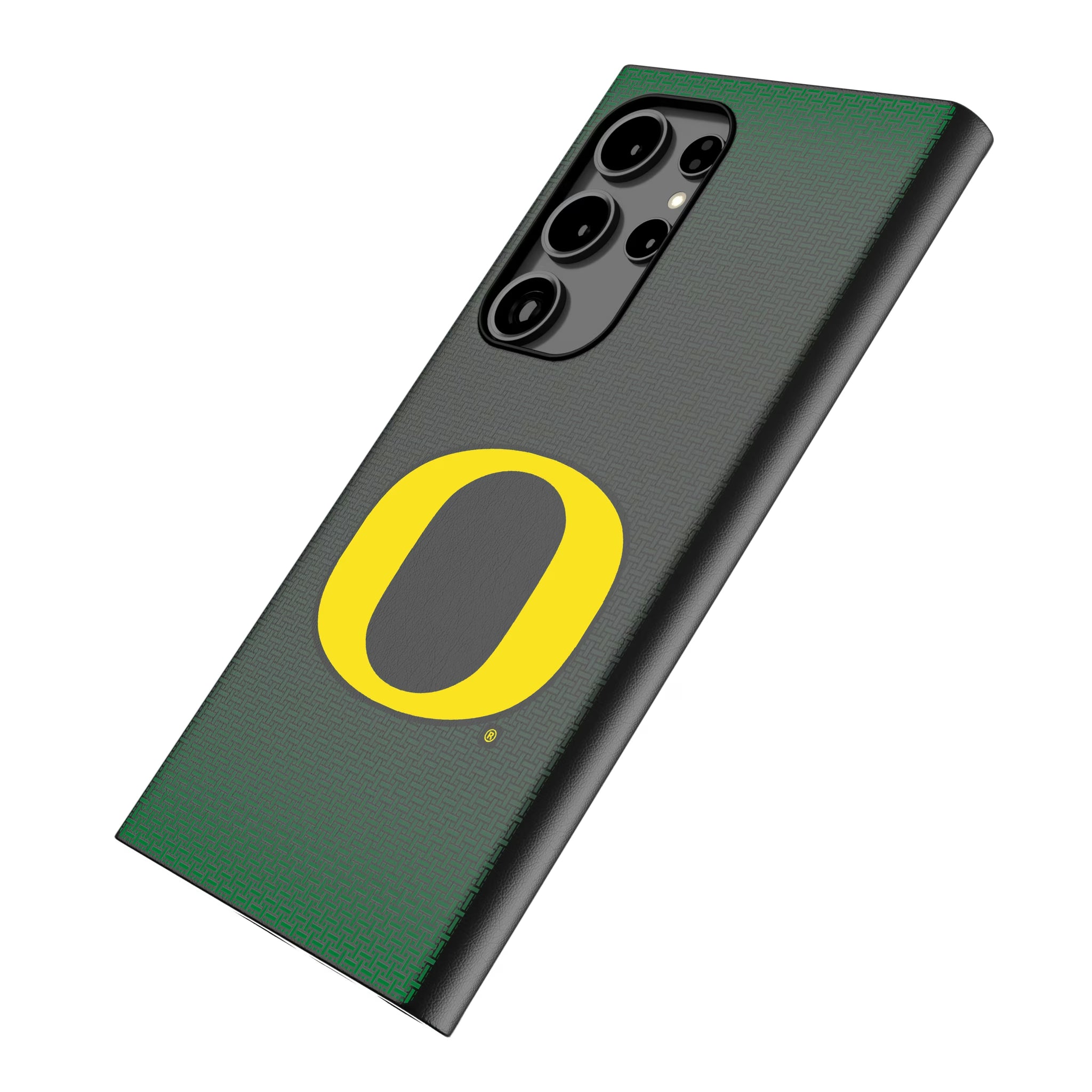 University of Oregon Ducks Linen Galaxy MagSafe Compatible Phone Case for Samsung Galaxy - Isometric View