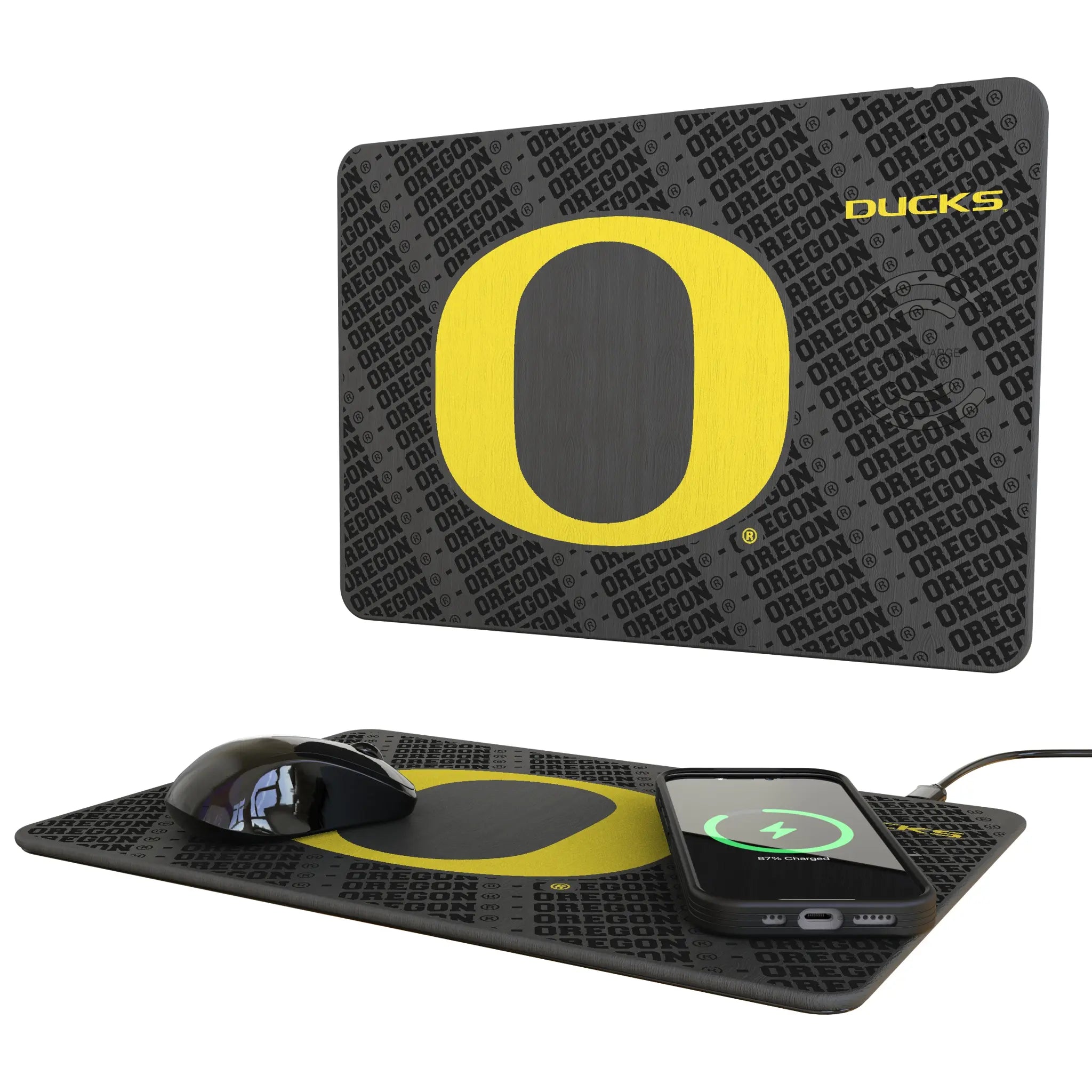 University of Oregon Ducks Monocolor Tilt 15-Watt Wireless Charger and Mouse Pad