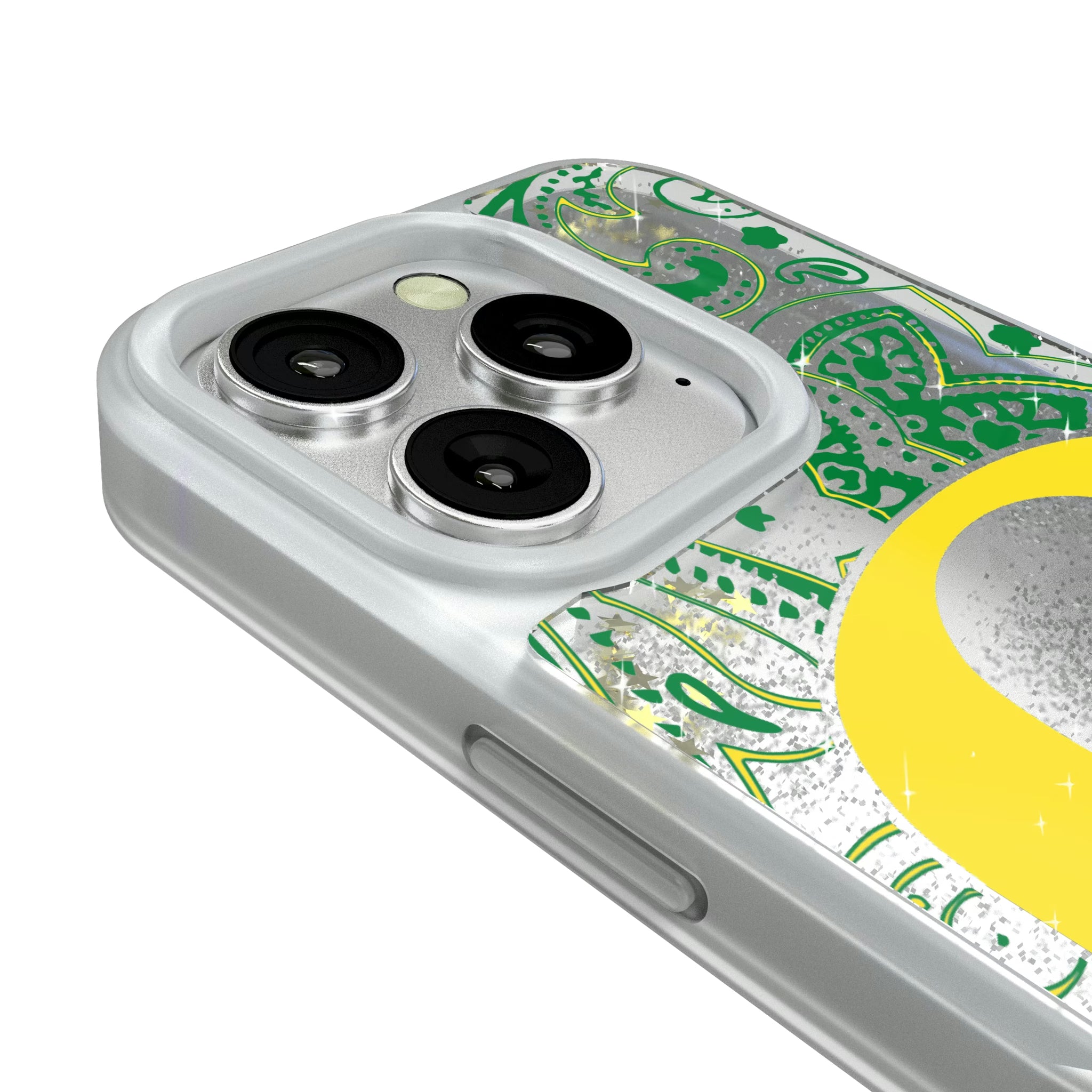 University of Oregon Ducks Paisley iPhone Glitter Phone Case for Apple iPhone - Detail#Device_iPhone 16 Pro