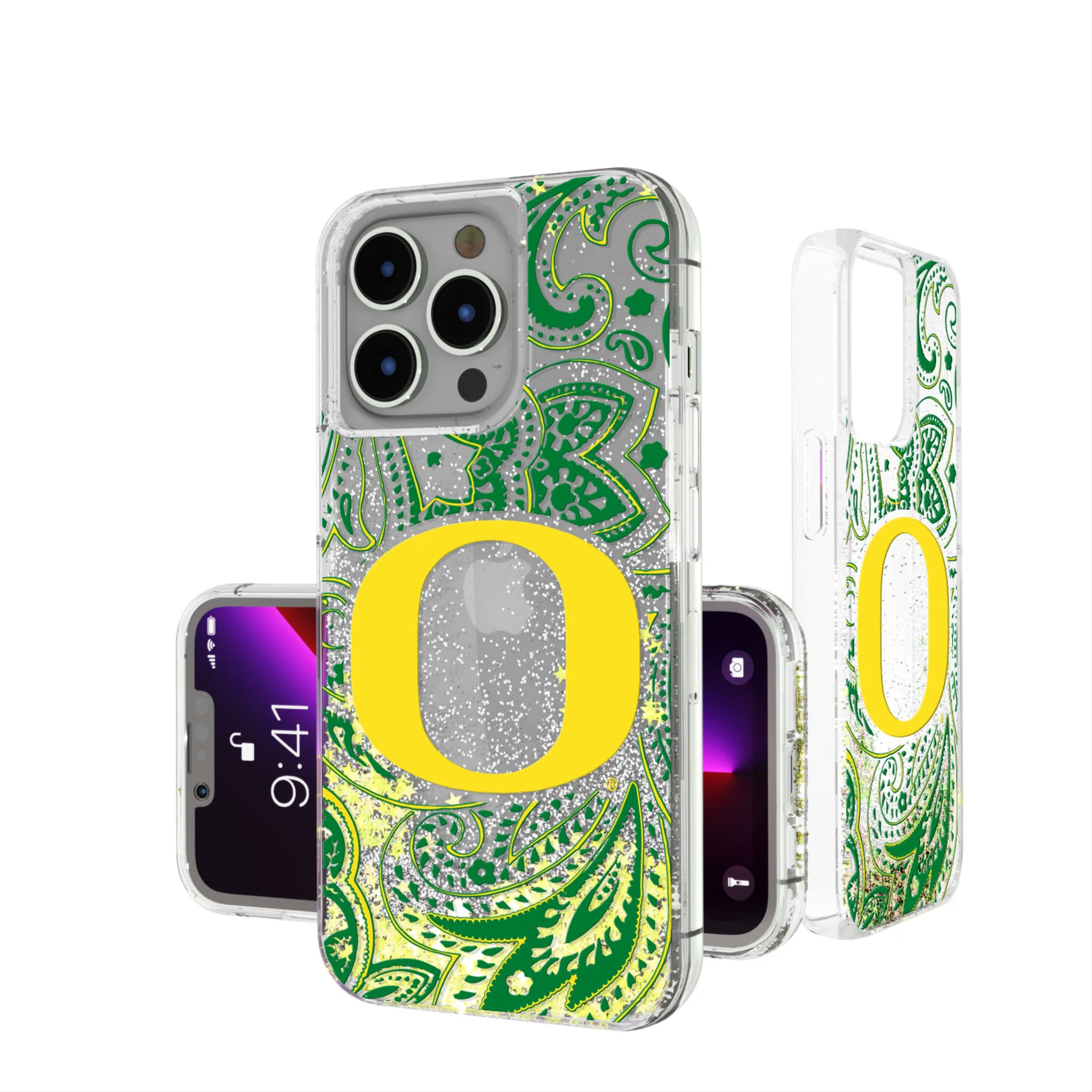 University of Oregon Ducks Paisley iPhone Glitter Phone Case for Apple iPhone