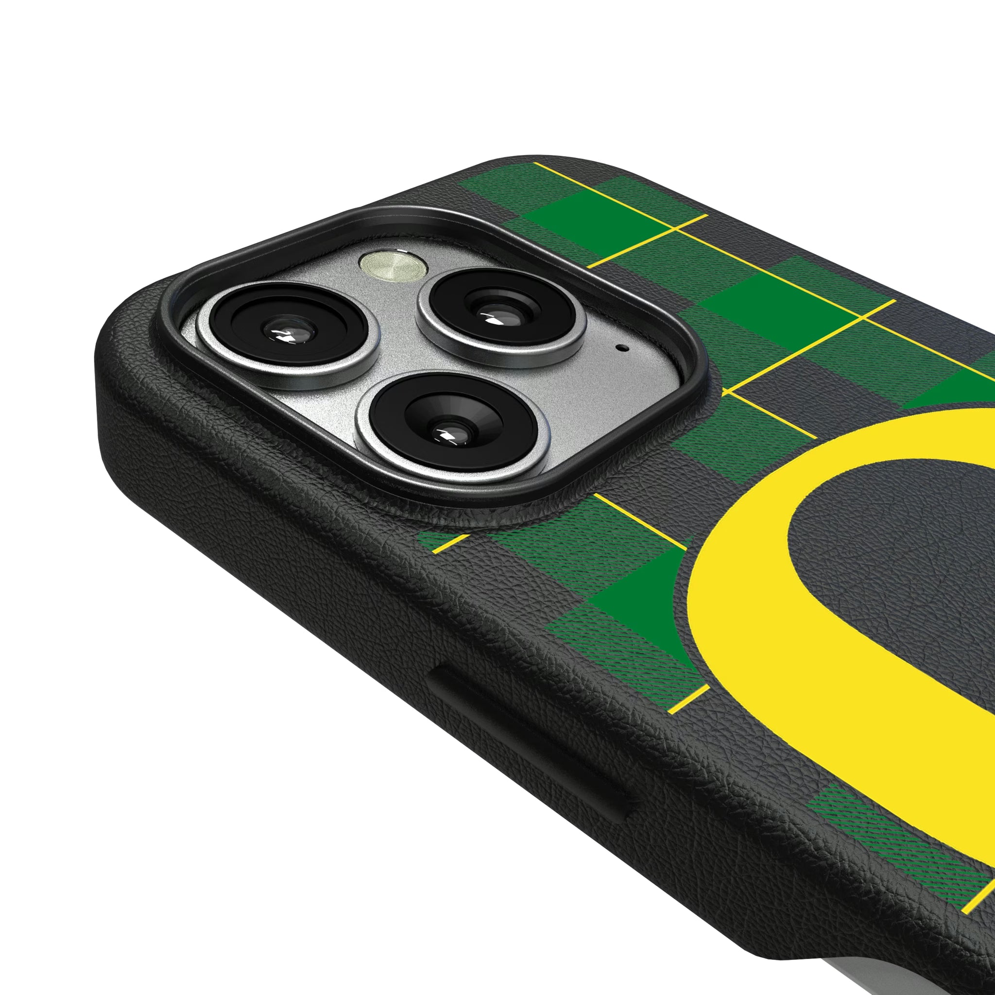 University of Oregon Ducks Plaid iPhone MagSafe Compatible Phone Case for Apple iPhone - Detail