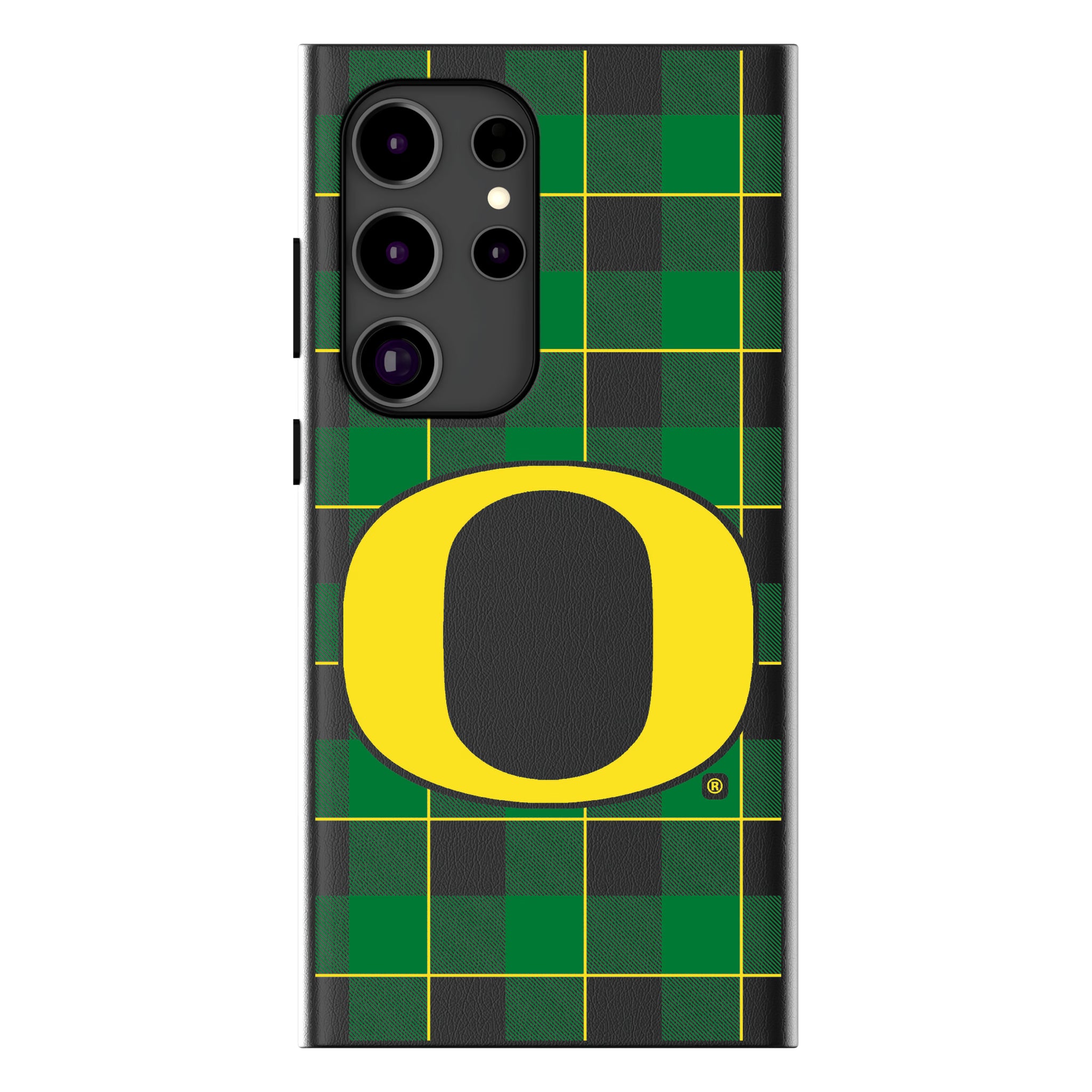 University of Oregon Ducks Plaid Galaxy MagSafe Compatible Phone Case for Samsung Galaxy