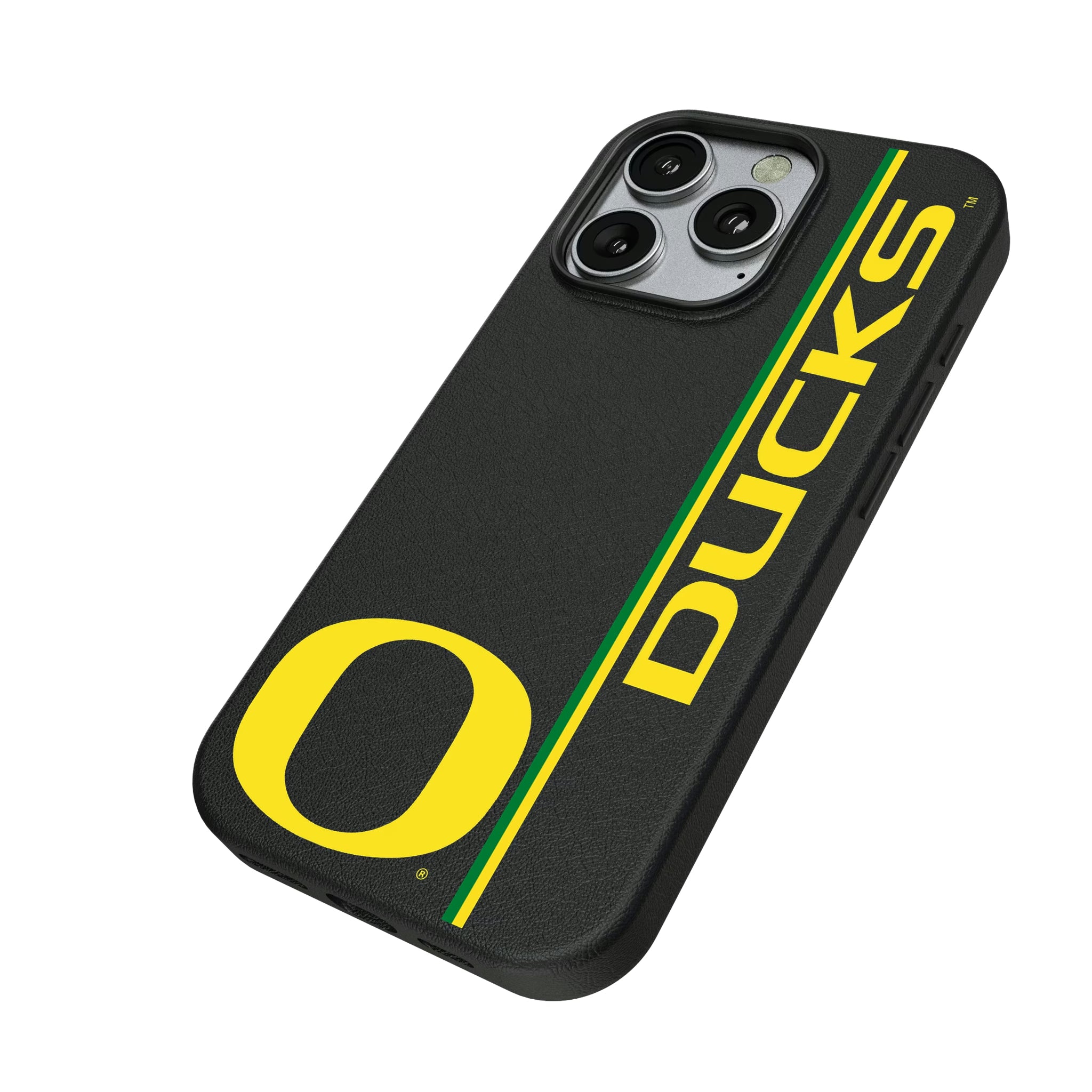 University of Oregon Ducks Sidebar iPhone MagSafe Compatible Phone Case for Apple iPhone - Isometric View