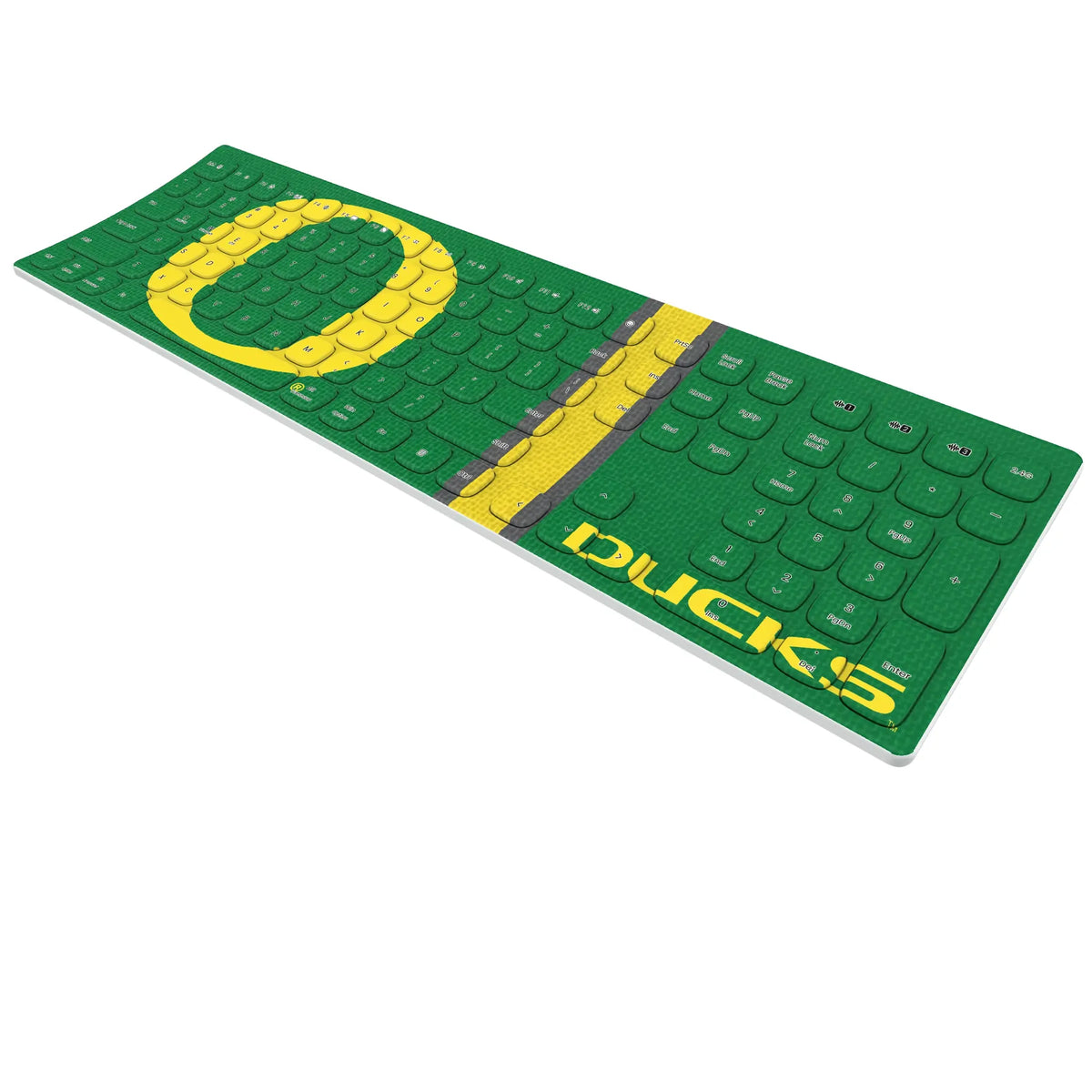 University of Oregon Ducks Stripe KKB605 Curved Wireless Keyboard - Isometric View