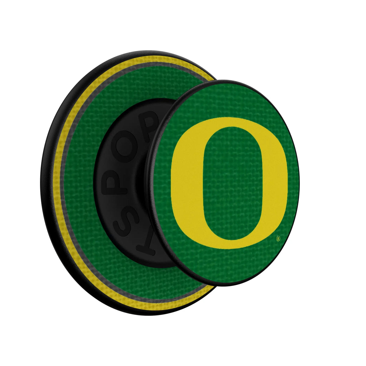 University of Oregon Ducks Stripe Popsockets Round Magnetic - Isometric View