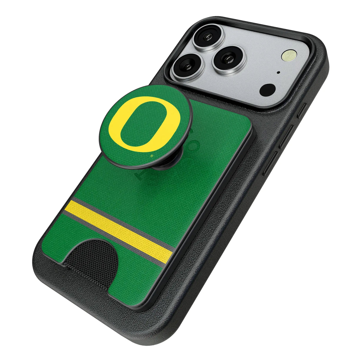 University of Oregon Ducks Stripe Popsockets Wallet Magnetic - Isometric View