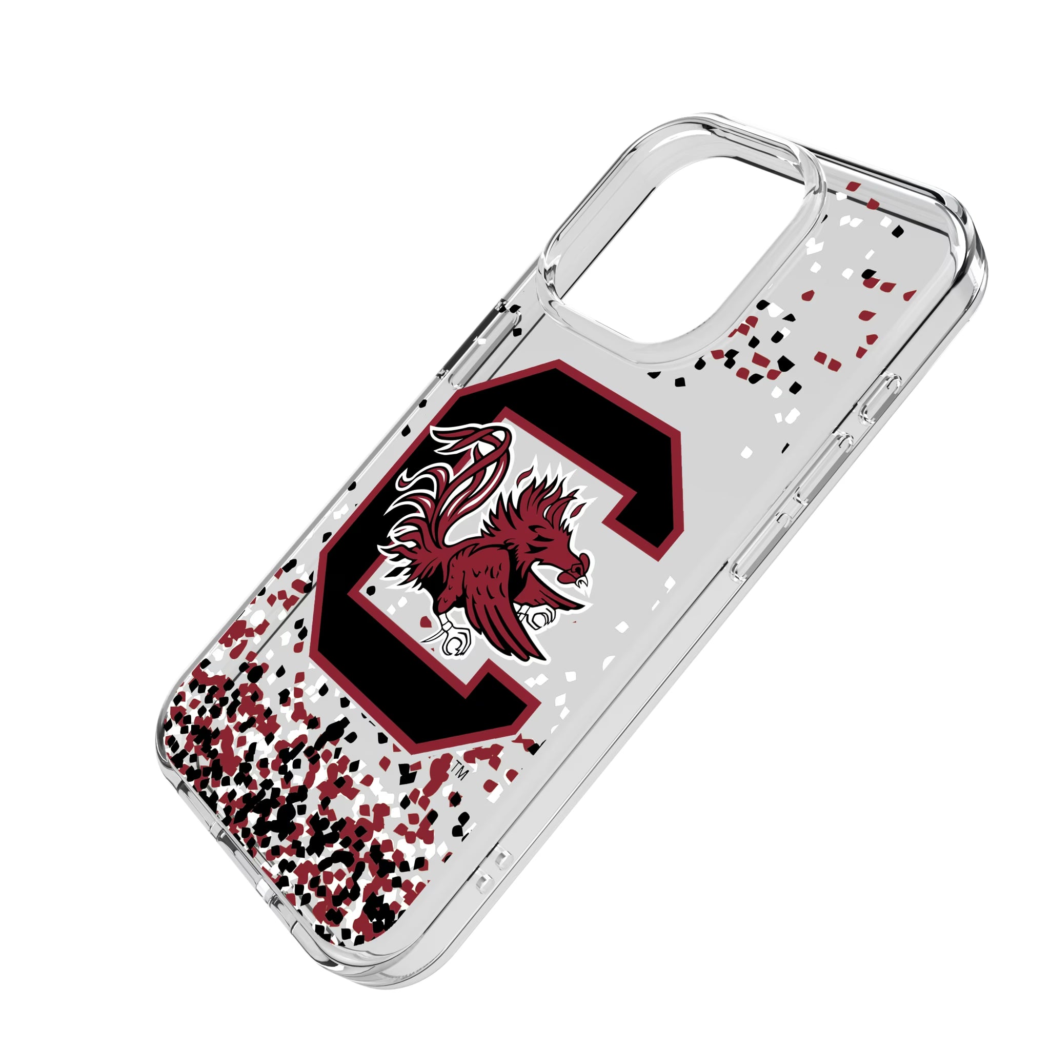 University of South Carolina Gamecocks Confetti iPhone Clear Phone Case for Apple iPhone - Isometric View