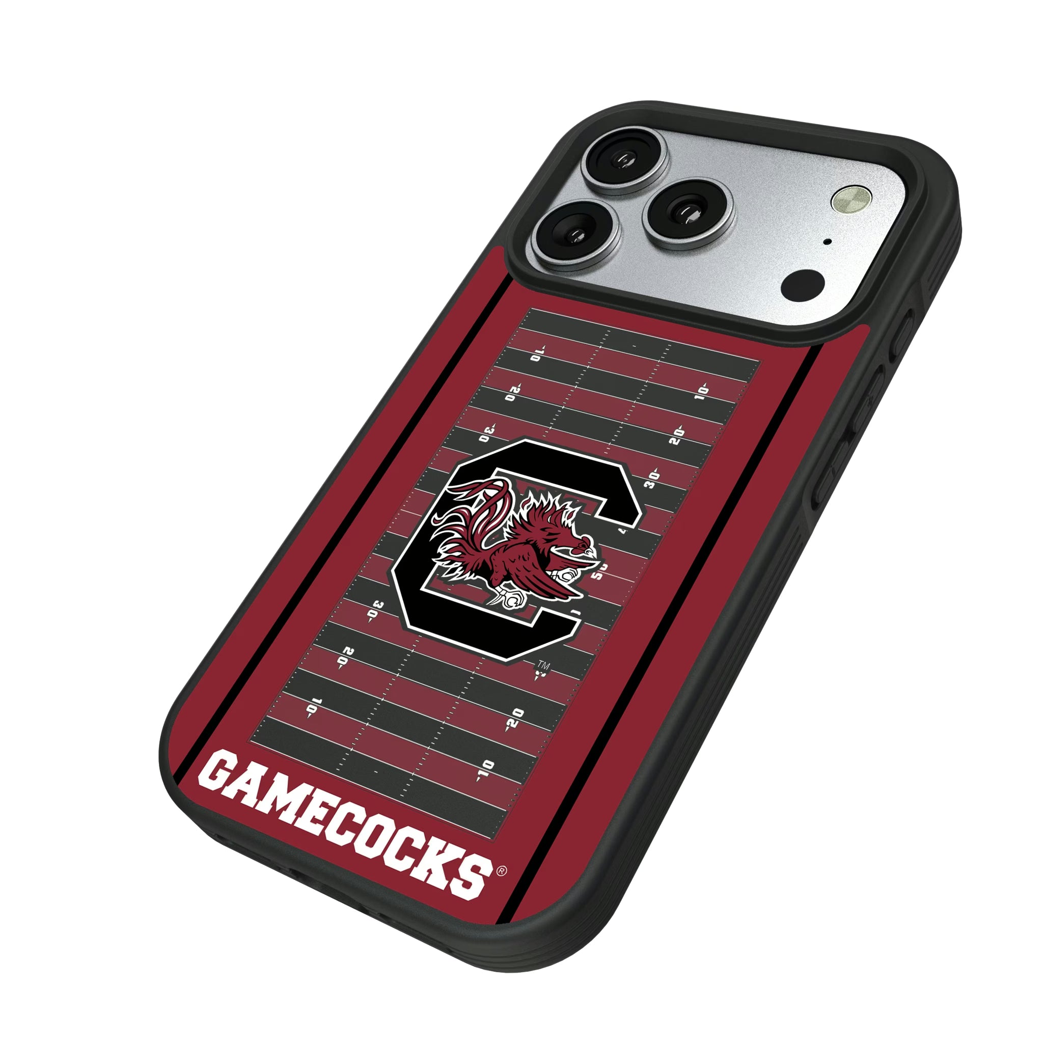University of South Carolina Gamecocks Field iPhone Bump Phone Case for Apple iPhone - Isometric View#Device_iPhone 17 Pro