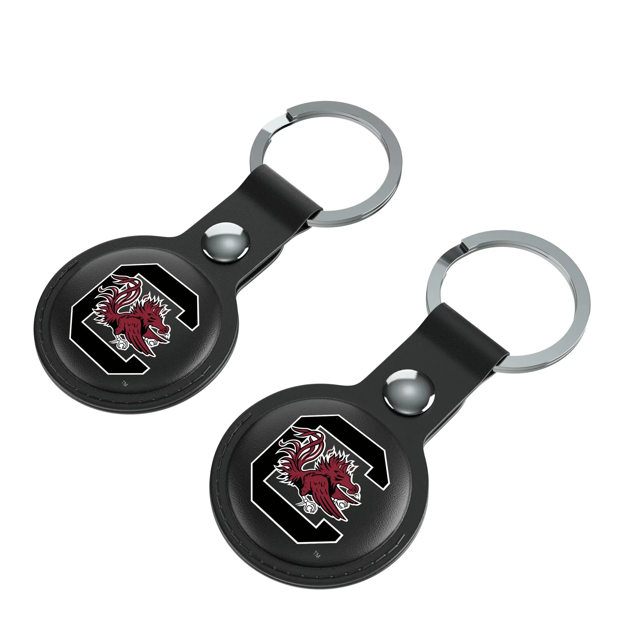 University of South Carolina Gamecocks Insignia AirTag Black Airtag Holder 2-Pack - Isometric View
