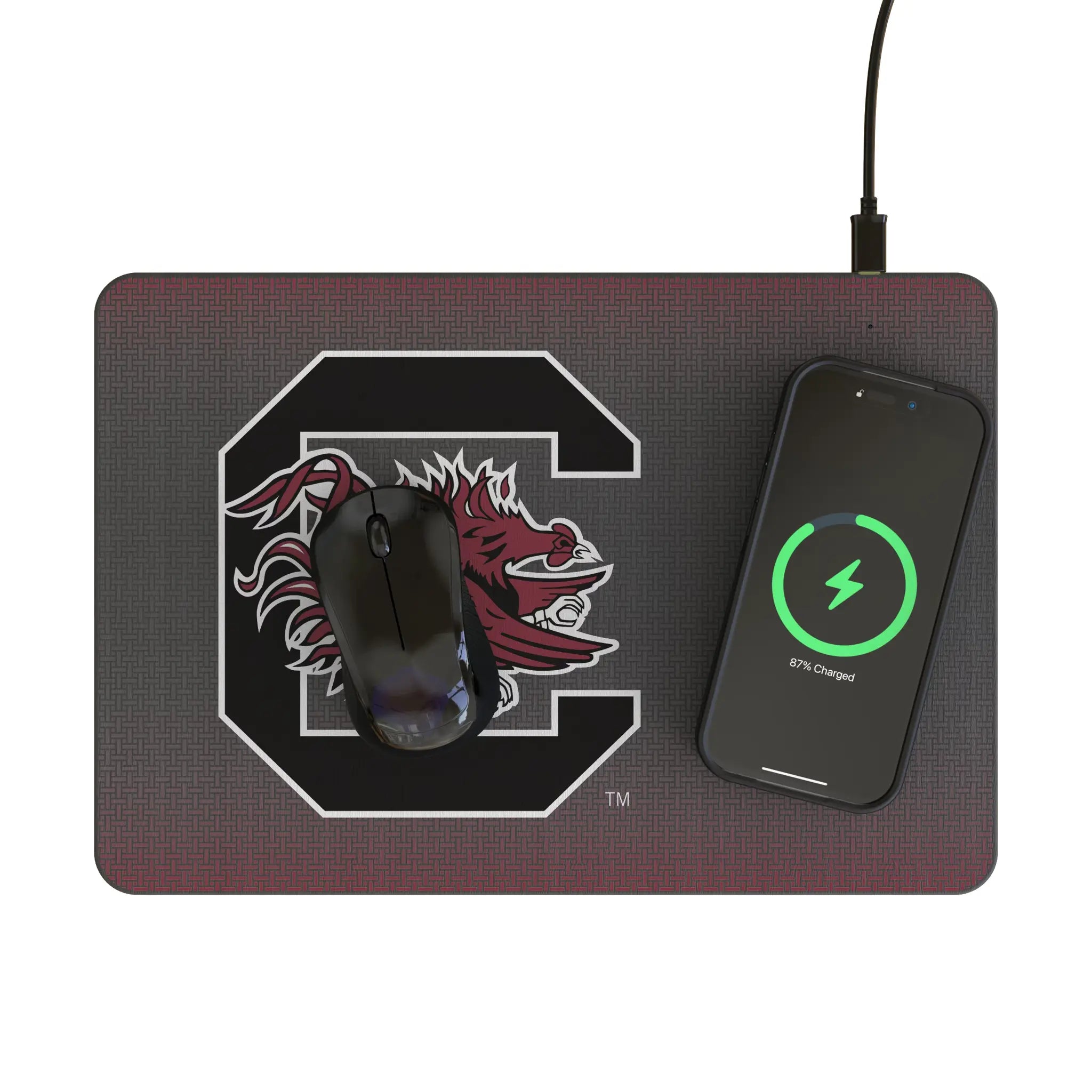 University of South Carolina Gamecocks Linen 15-Watt Wireless Charger and Mouse Pad - Lifestyle