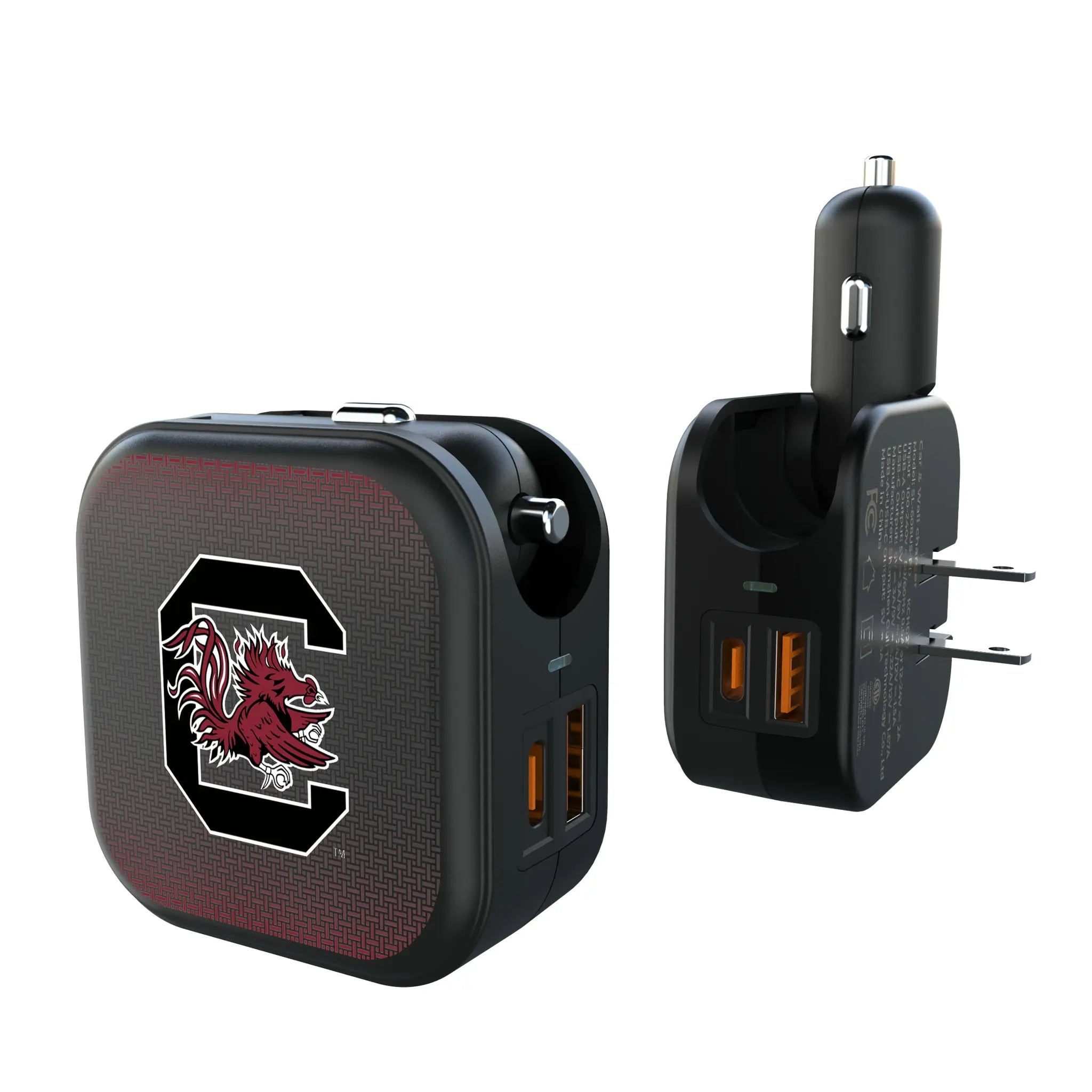 University of South Carolina Gamecocks Linen 2 in 1 USB A/C Charger