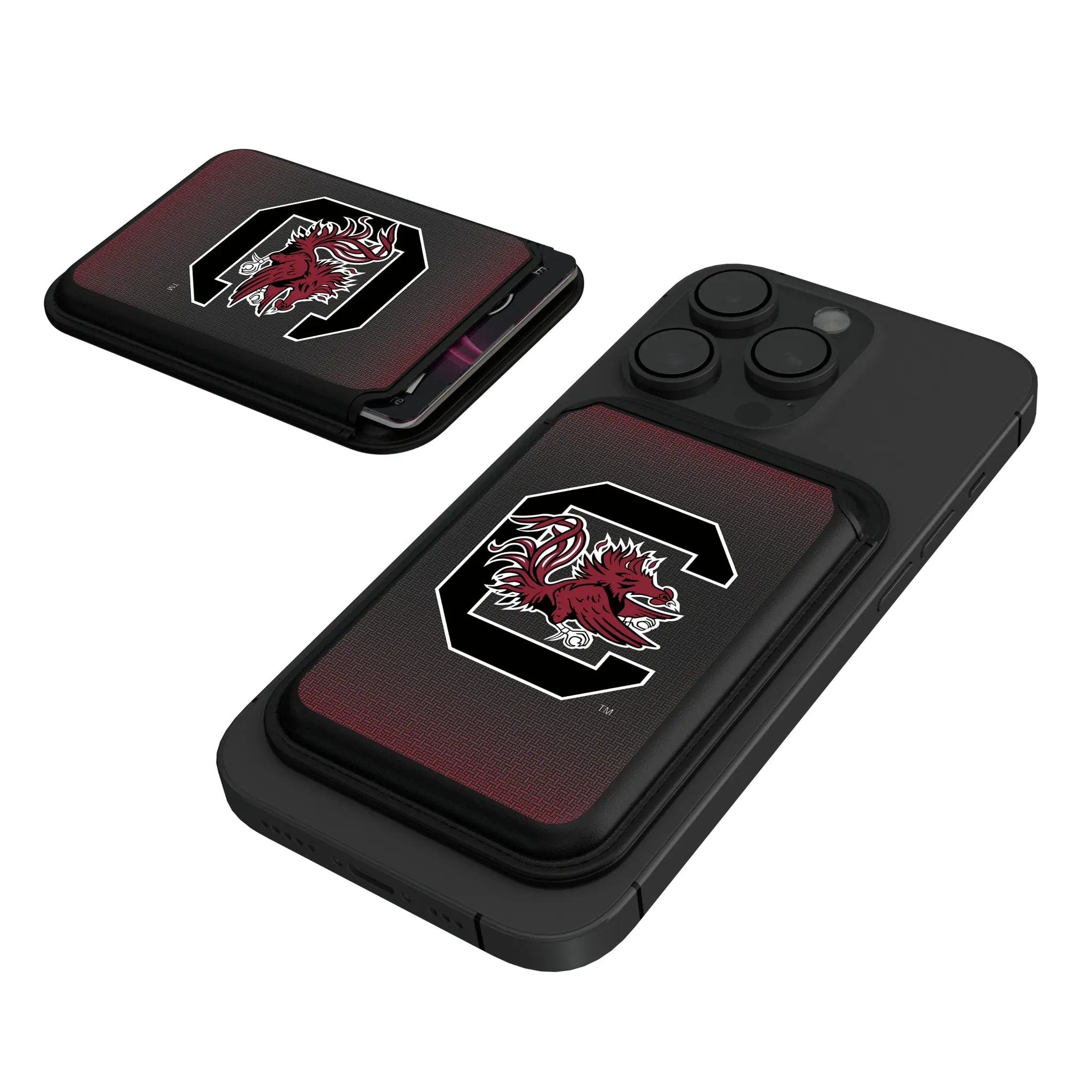 University of South Carolina Gamecocks Linen Black Magnetic Credit Card Wallet