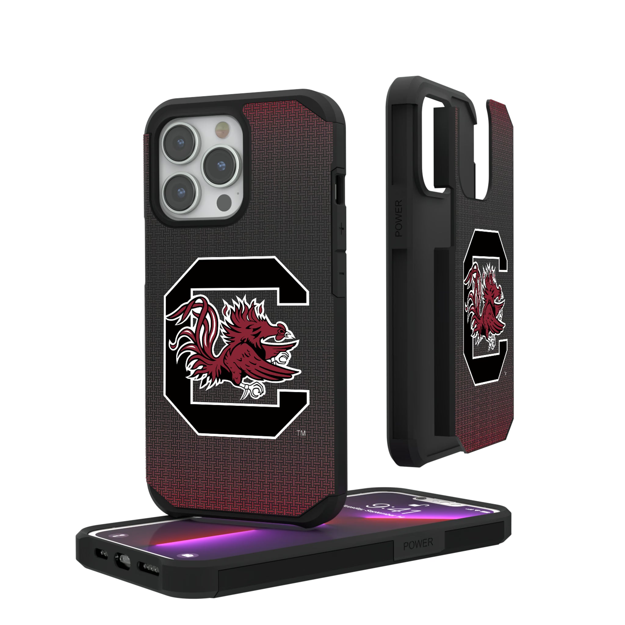 University of South Carolina Gamecocks Linen iPhone Rugged Phone Case for Apple iPhone#Device_iPhone 13 Pro
