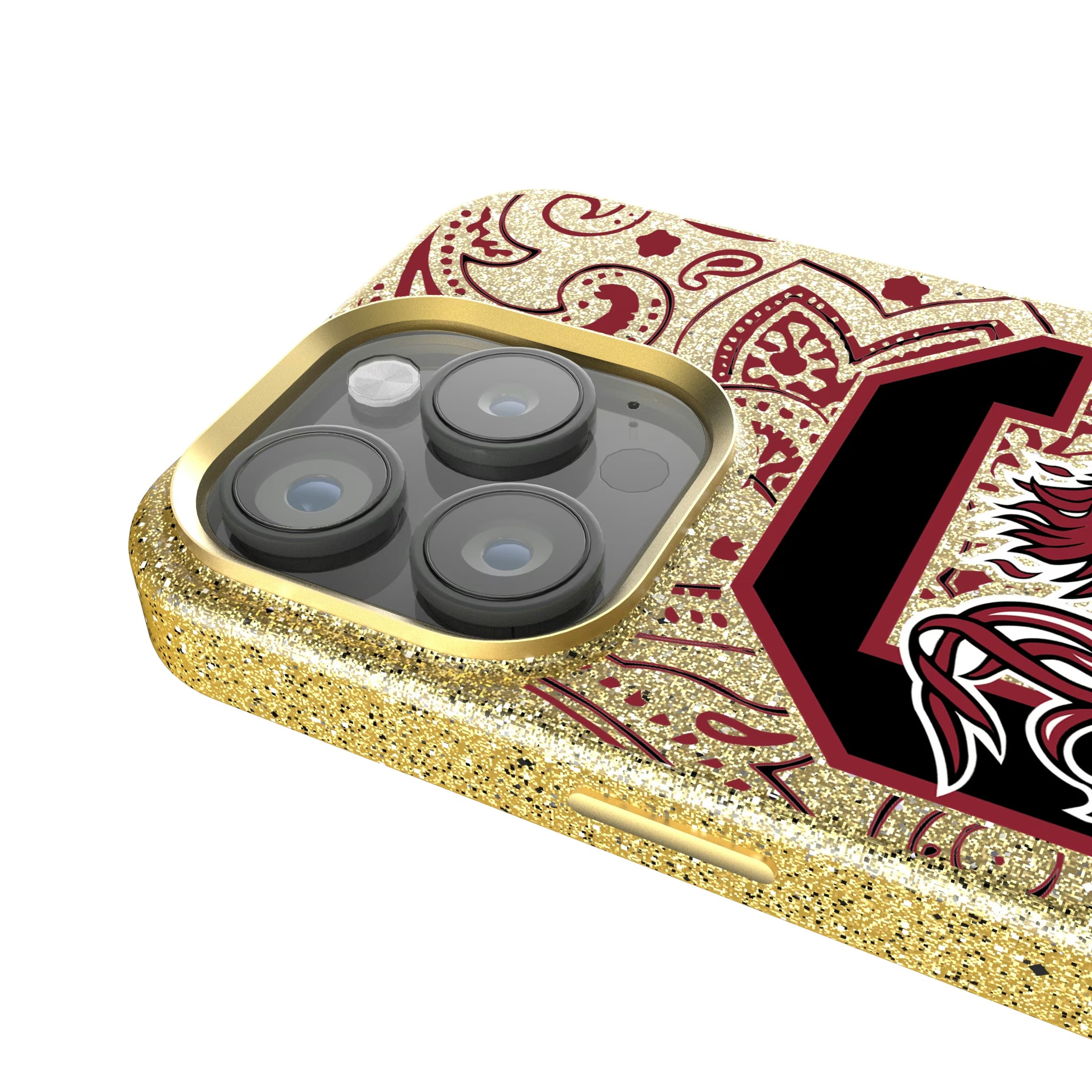 University of South Carolina Gamecocks Paisley iPhone Bling Phone Case for Apple iPhone - Detail