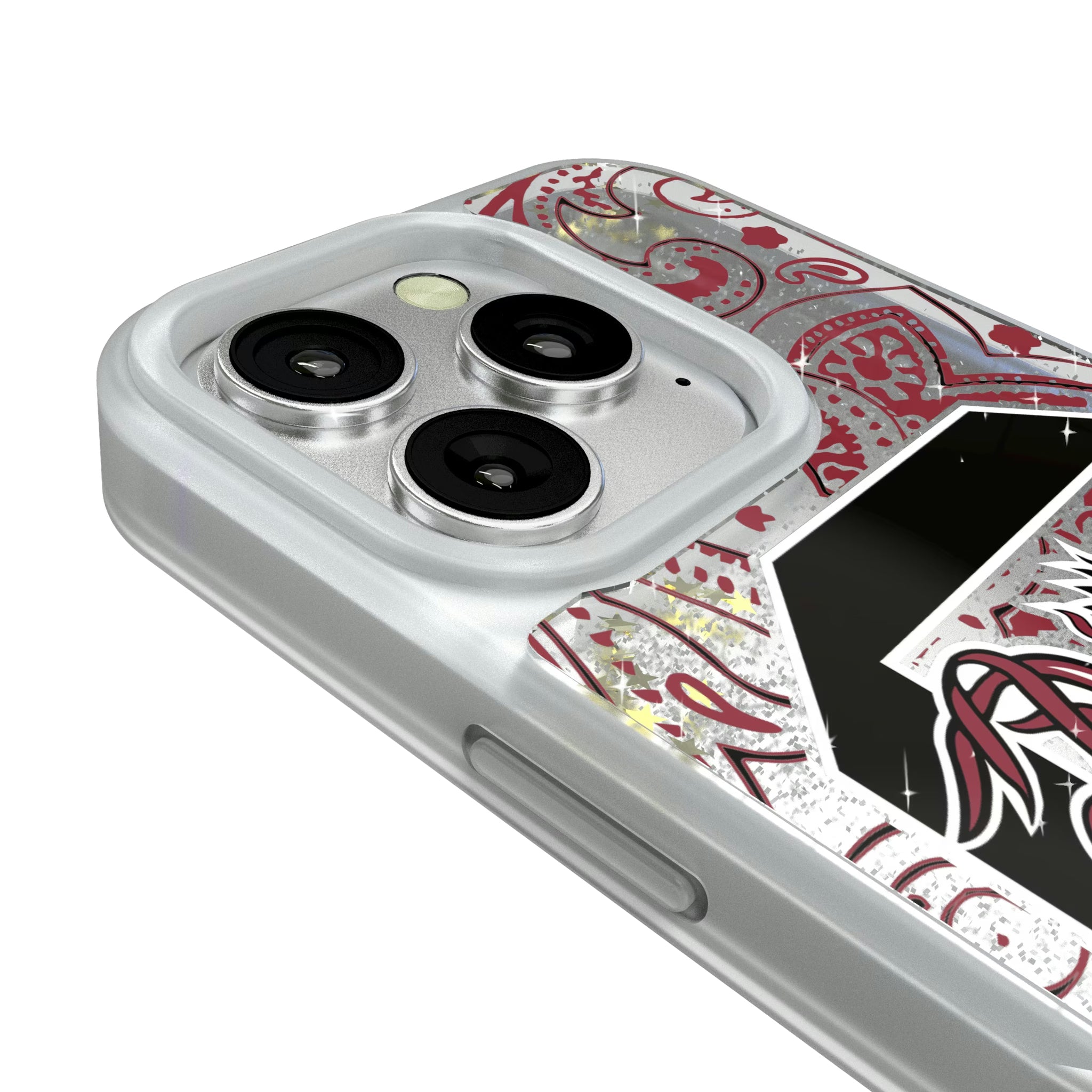 University of South Carolina Gamecocks Paisley iPhone Glitter Phone Case for Apple iPhone - Detail#Device_iPhone 16 Pro