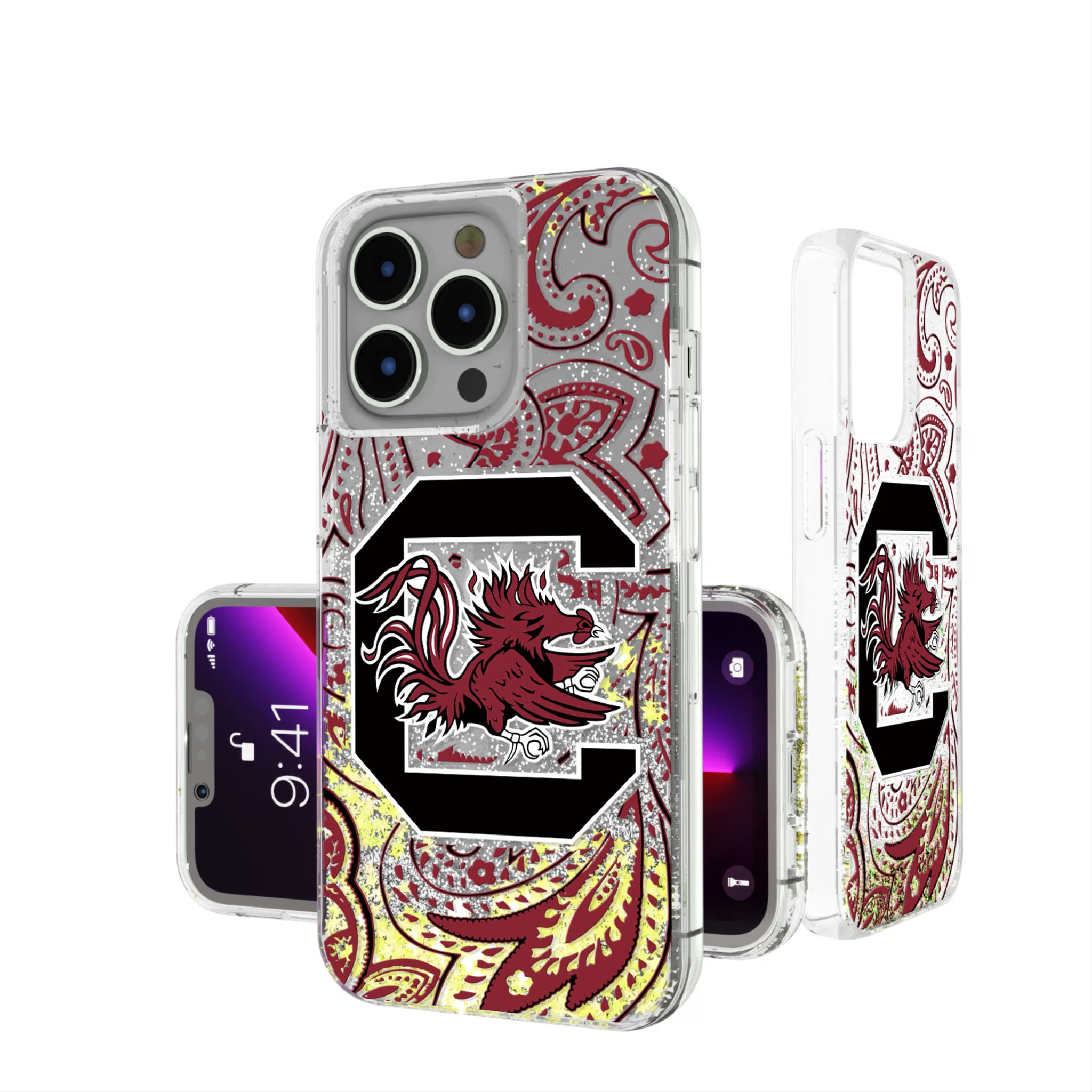 University of South Carolina Gamecocks Paisley iPhone Glitter Phone Case for Apple iPhone