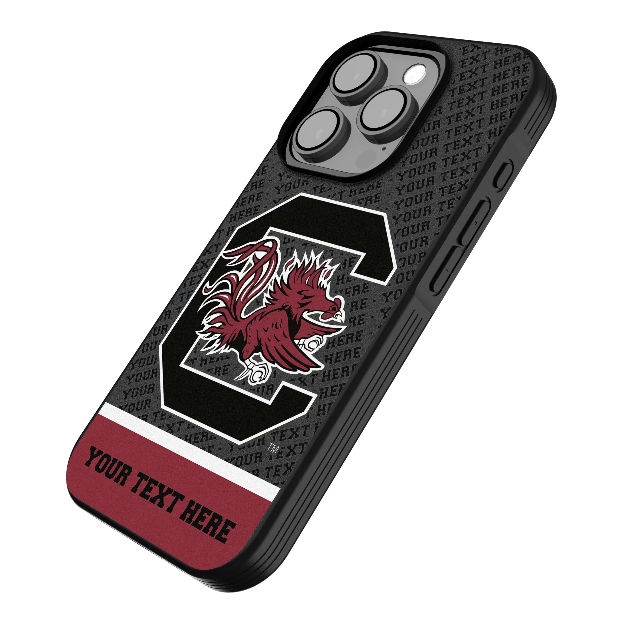 University of South Carolina Gamecocks Personalized EndZone Plus iPhone Bump Phone Case for Apple iPhone - Isometric View