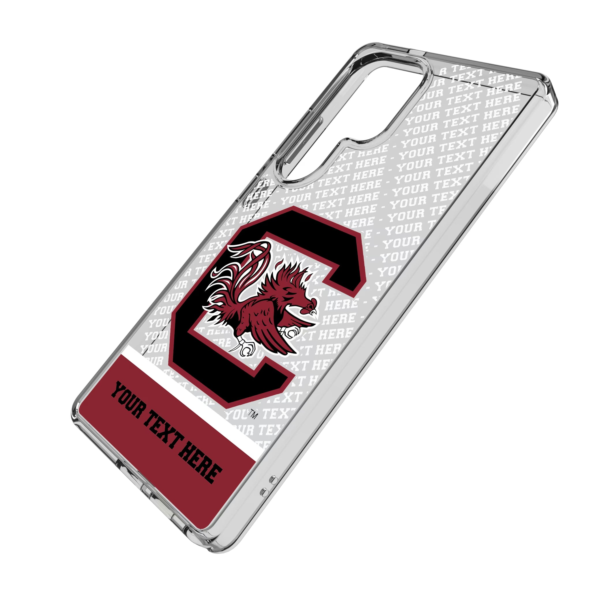University of South Carolina Gamecocks Personalized EndZone Plus Galaxy Clear Phone Case for Samsung Galaxy - Isometric View