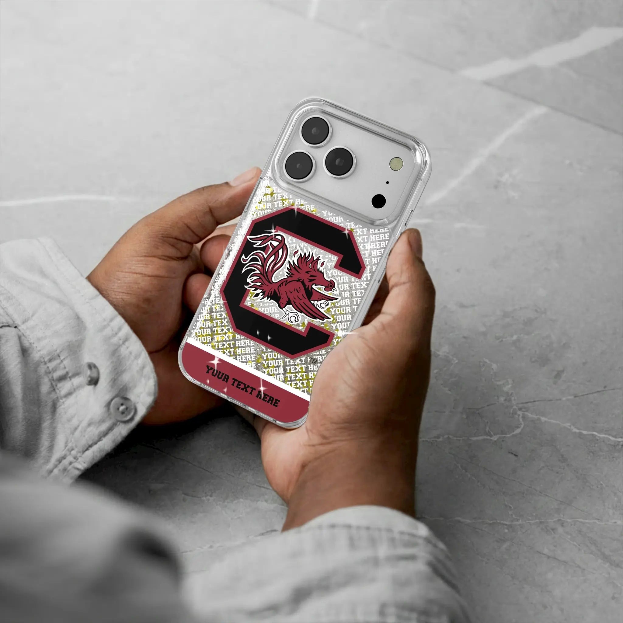 University of South Carolina Gamecocks Personalized EndZone Plus iPhone Glitter Phone Case for Apple iPhone - Lifestyle#Device_iPhone 17 Pro