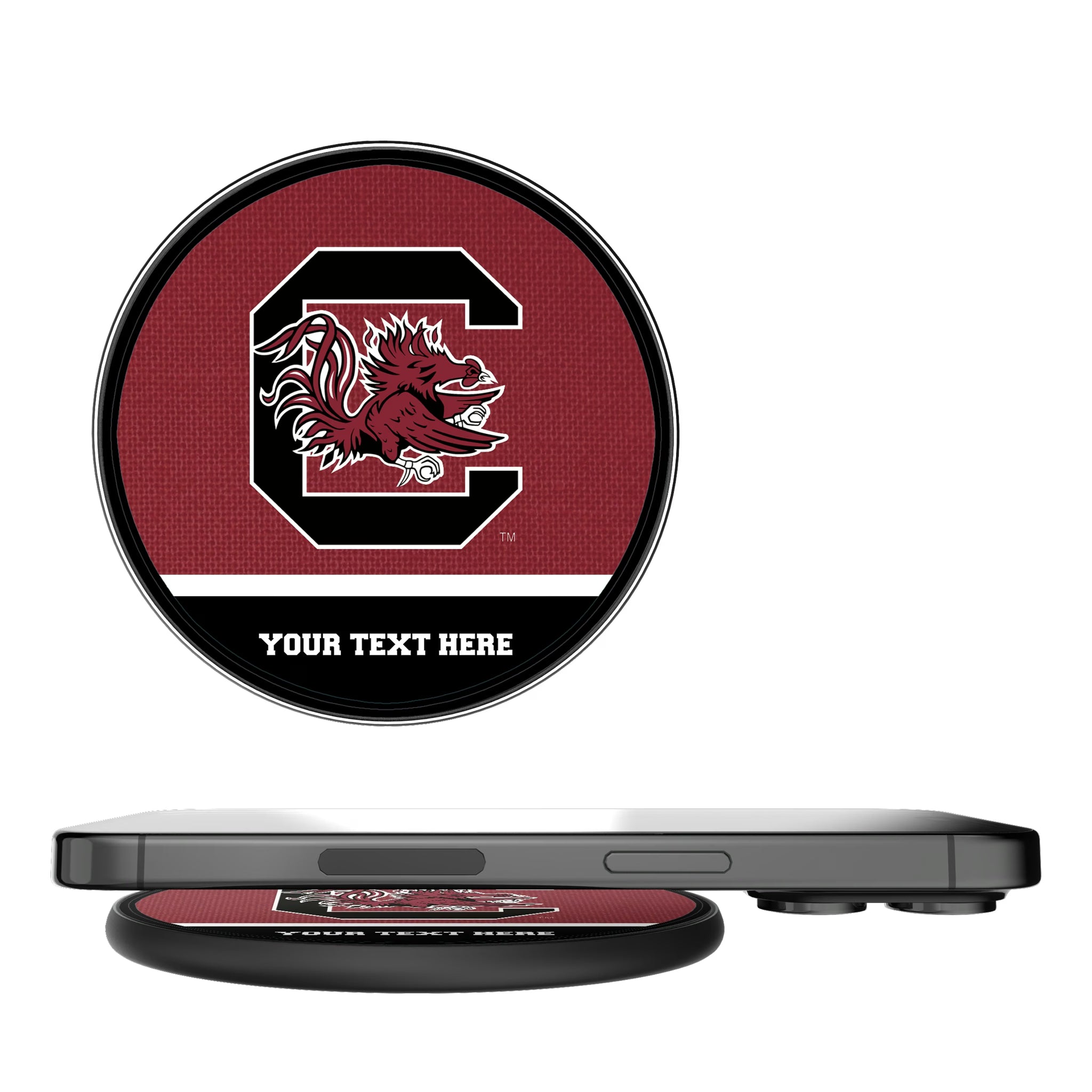 University of South Carolina Gamecocks Personalized Endzone Solid 15-Watt Wireless Charger