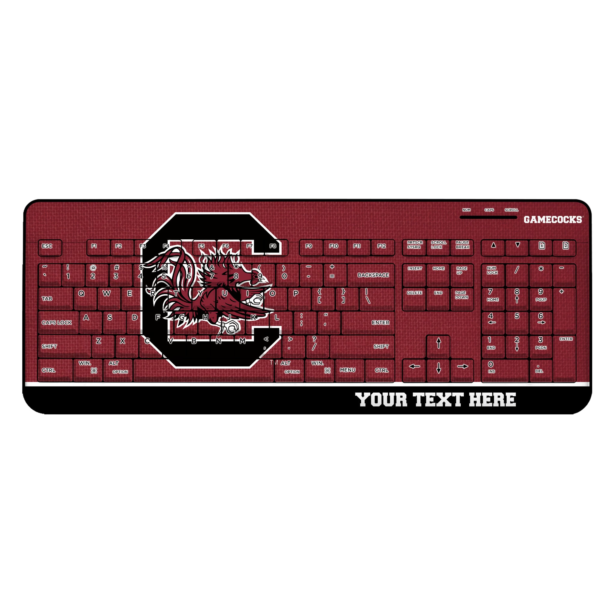 University of South Carolina Gamecocks Personalized Endzone Solid Wireless USB Keyboard