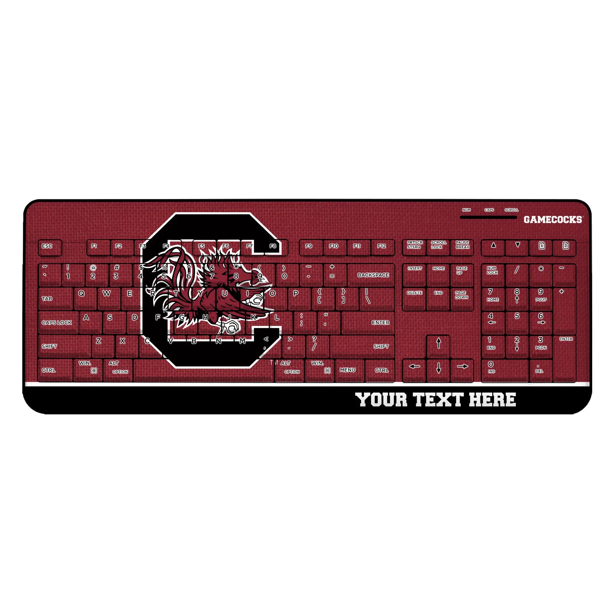 University of South Carolina Gamecocks Personalized Endzone Solid Wireless USB Keyboard