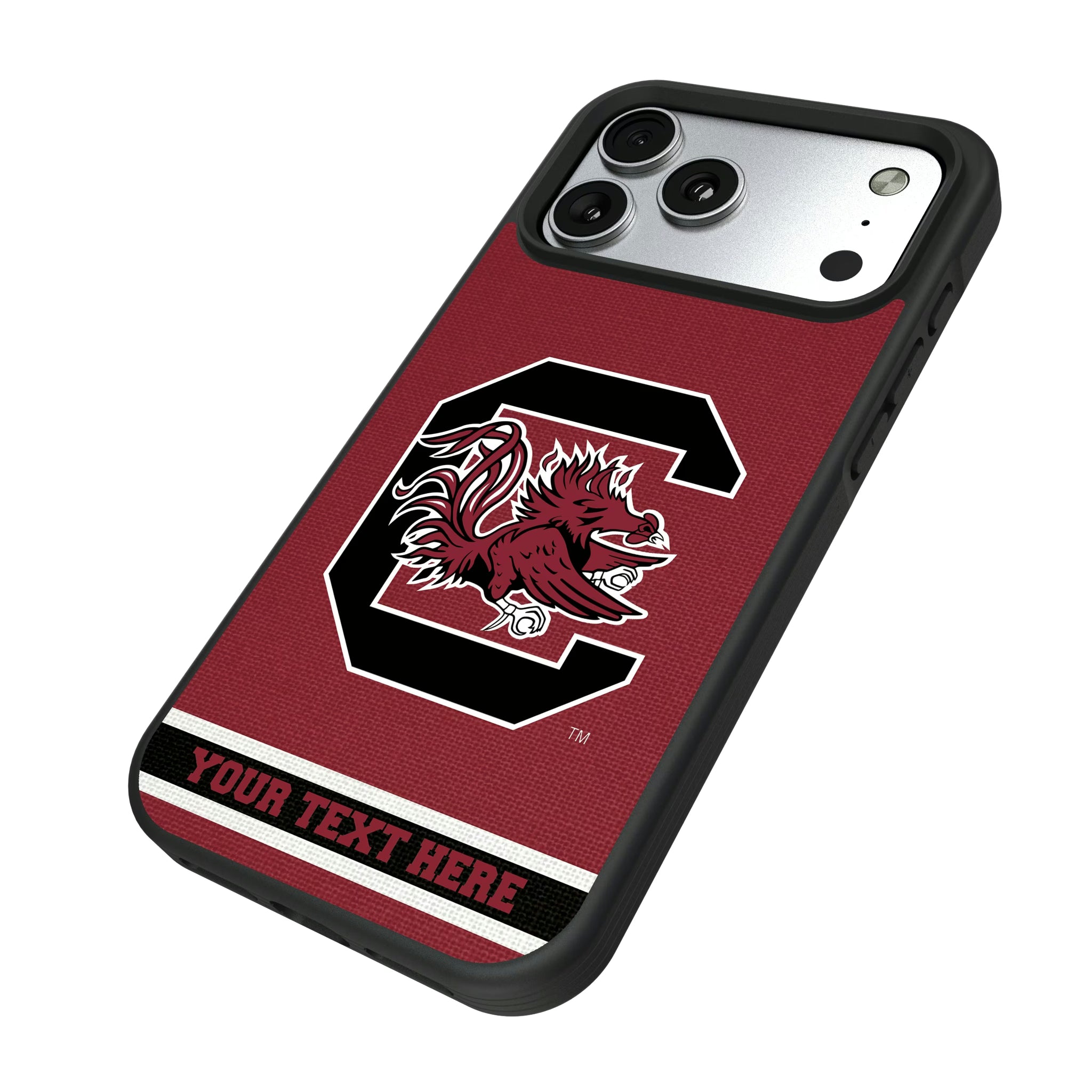University of South Carolina Gamecocks Personalized Stripe iPhone Bump Phone Case for Apple iPhone - Isometric View#Device_iPhone 17 Pro Max