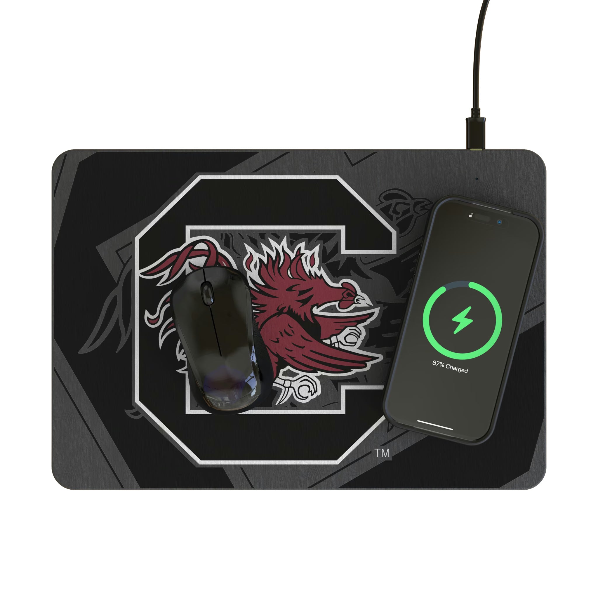 University of South Carolina Gamecocks Personalized Tilt 15-Watt Wireless Charger and Mouse Pad - Lifestyle