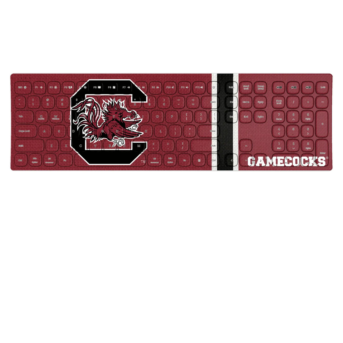 University of South Carolina Gamecocks Stripe KKB605 Curved Wireless Keyboard