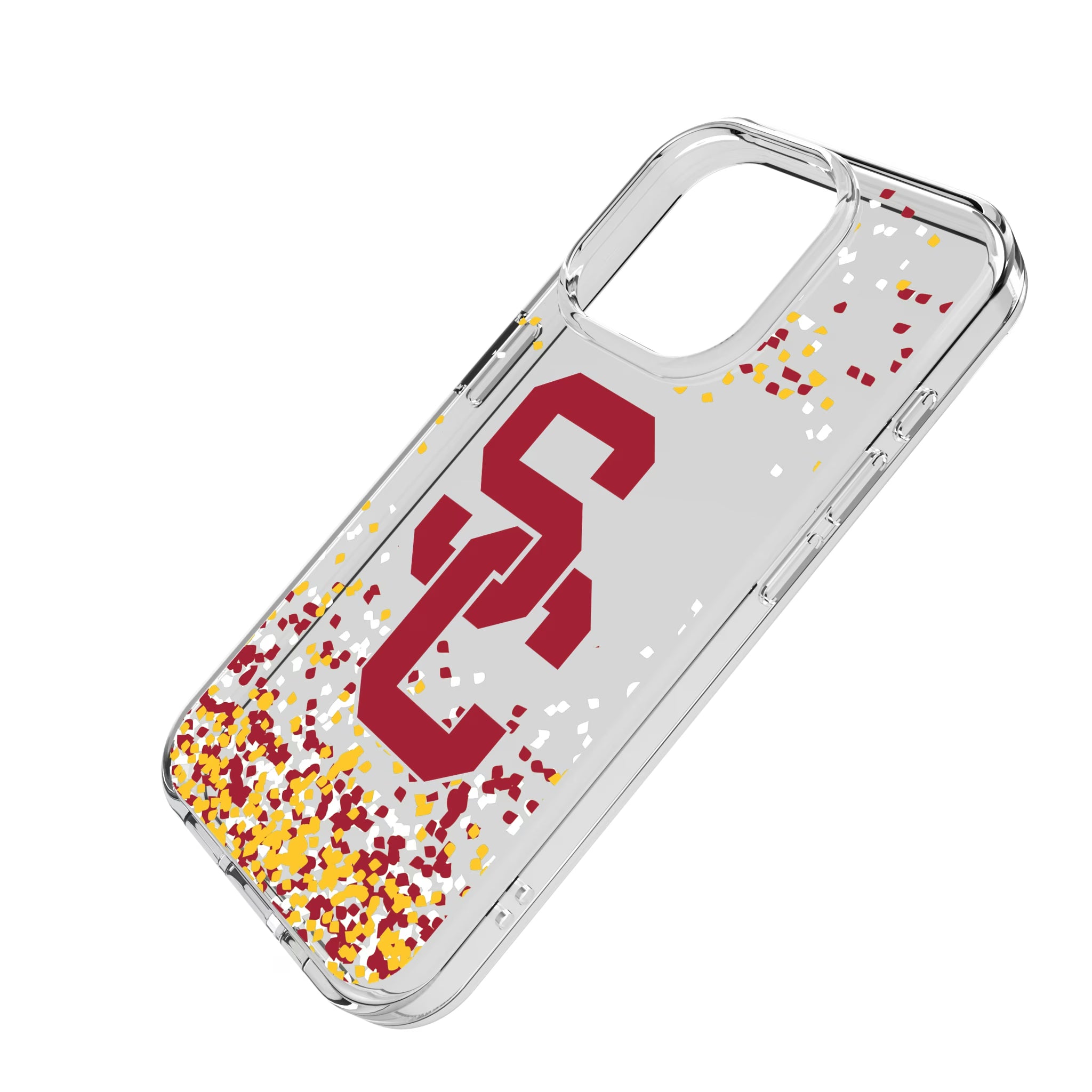University of Southern California Trojans Confetti iPhone Clear Phone Case for Apple iPhone - Isometric View