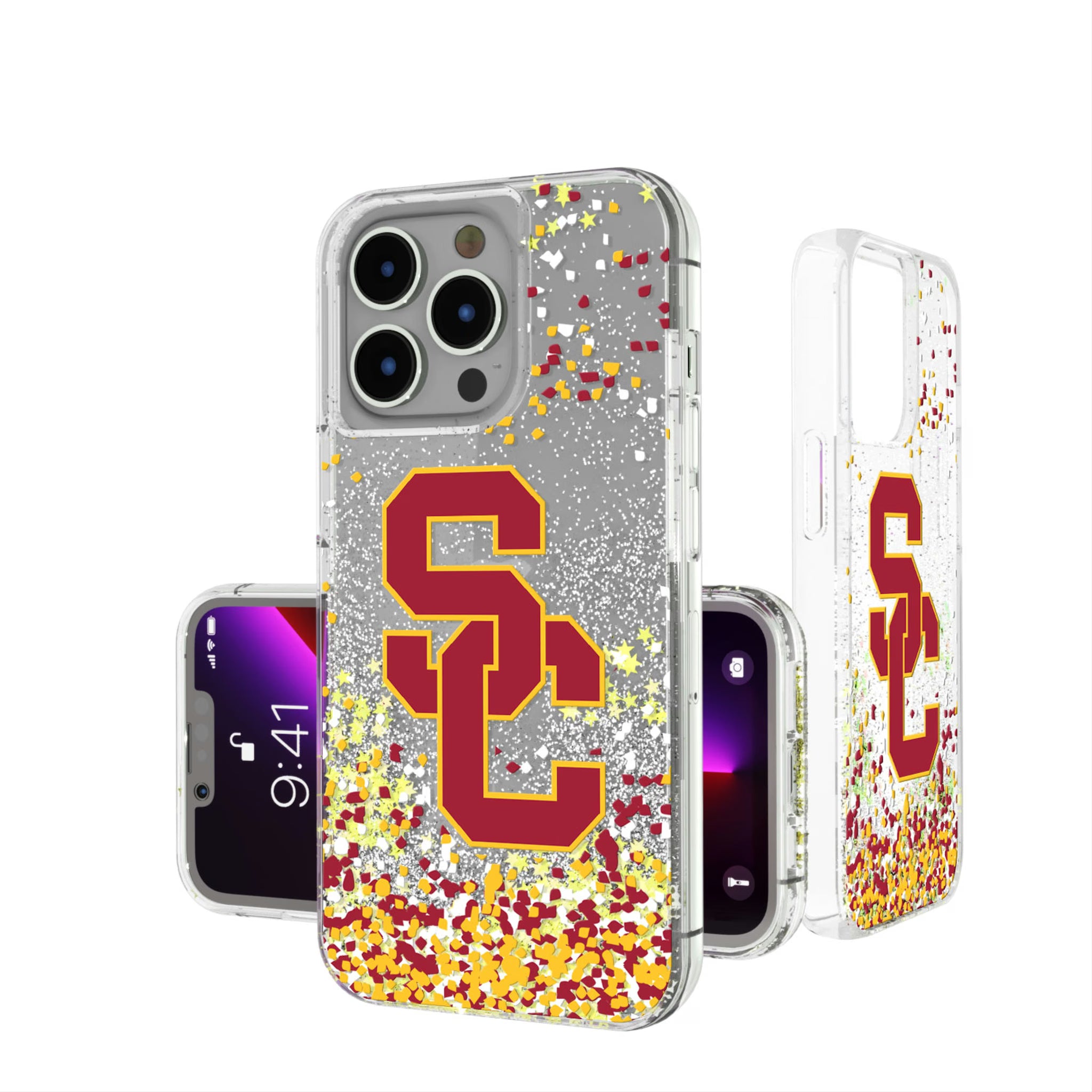 University of Southern California Trojans Confetti iPhone Glitter Phone Case for Apple iPhone
