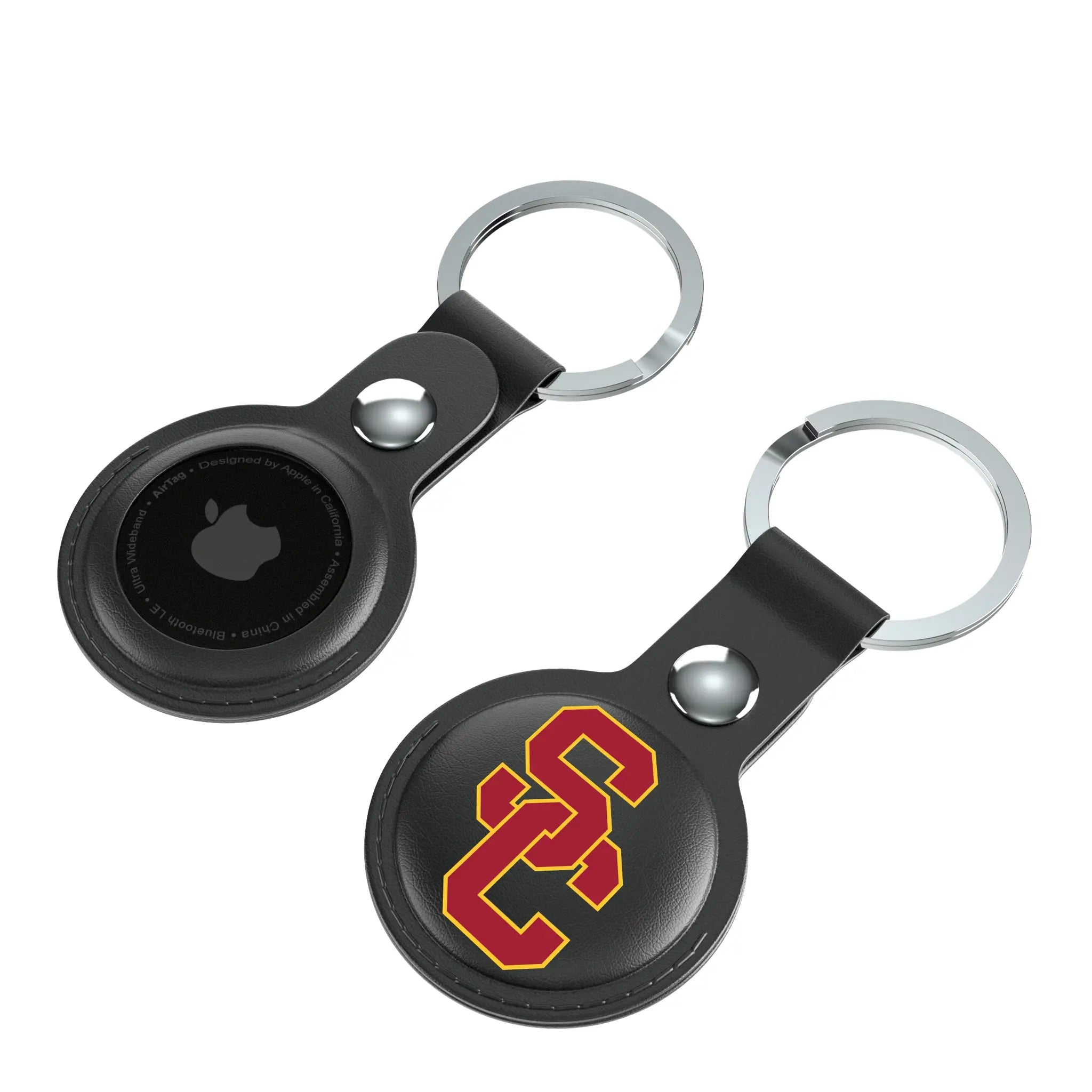 University of Southern California Trojans Insignia AirTag Black Airtag Holder 2-Pack - Isometric View