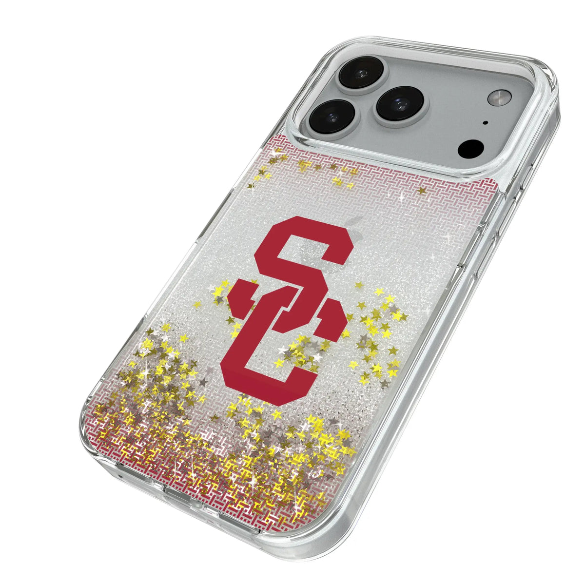 University of Southern California Trojans Linen iPhone Glitter Phone Case for Apple iPhone - Isometric View#Device_iPhone 18 Pro